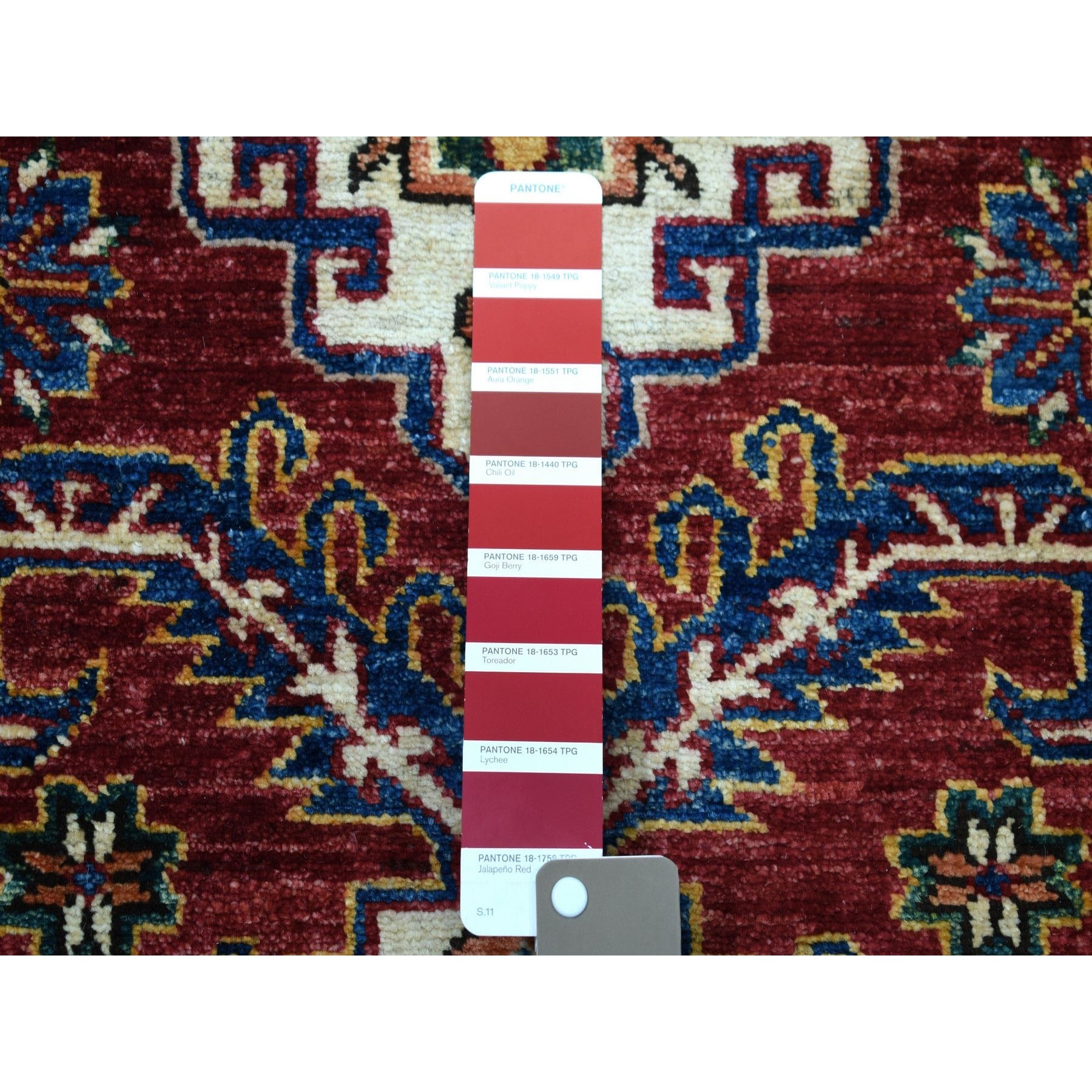 3-2 x19-4  Red Super Kazak Pure Wool Geometric Design XL Runner Hand-Knotted Oriental Rug 