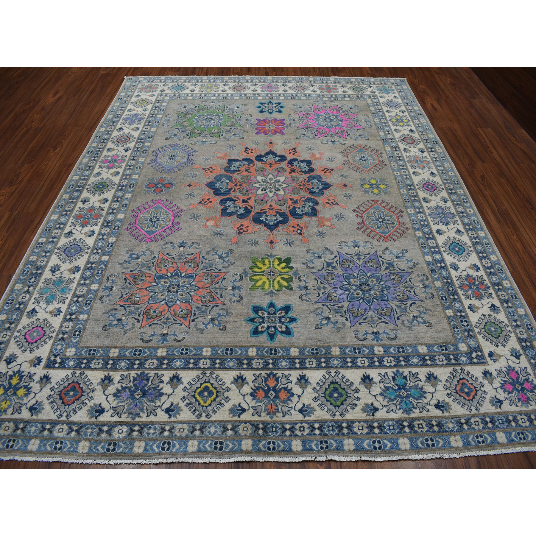 8-x9-9  Colorful Fusion Kazak Pure Wool Hand-Knotted Oriental Rug 