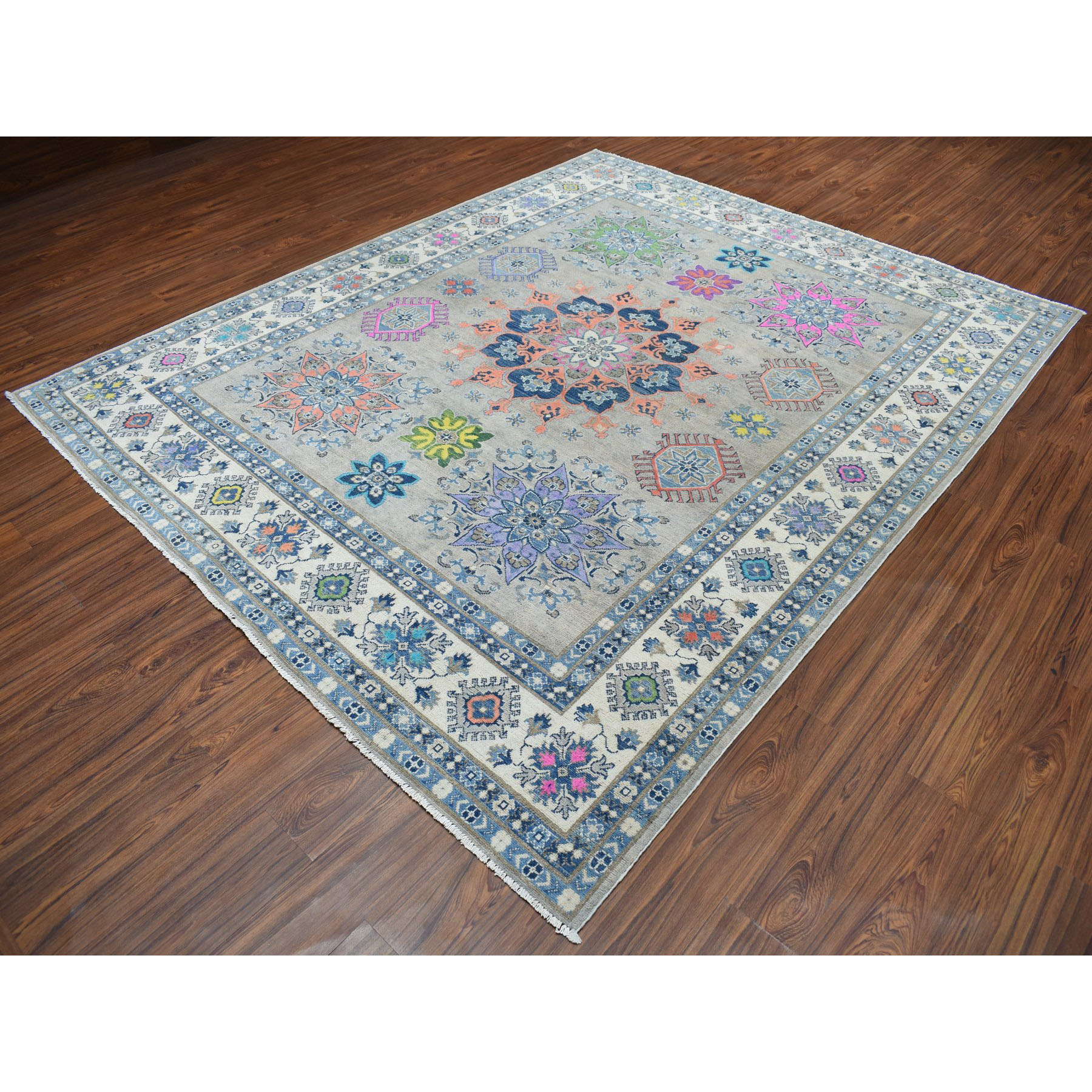 8-x9-9  Colorful Fusion Kazak Pure Wool Hand-Knotted Oriental Rug 
