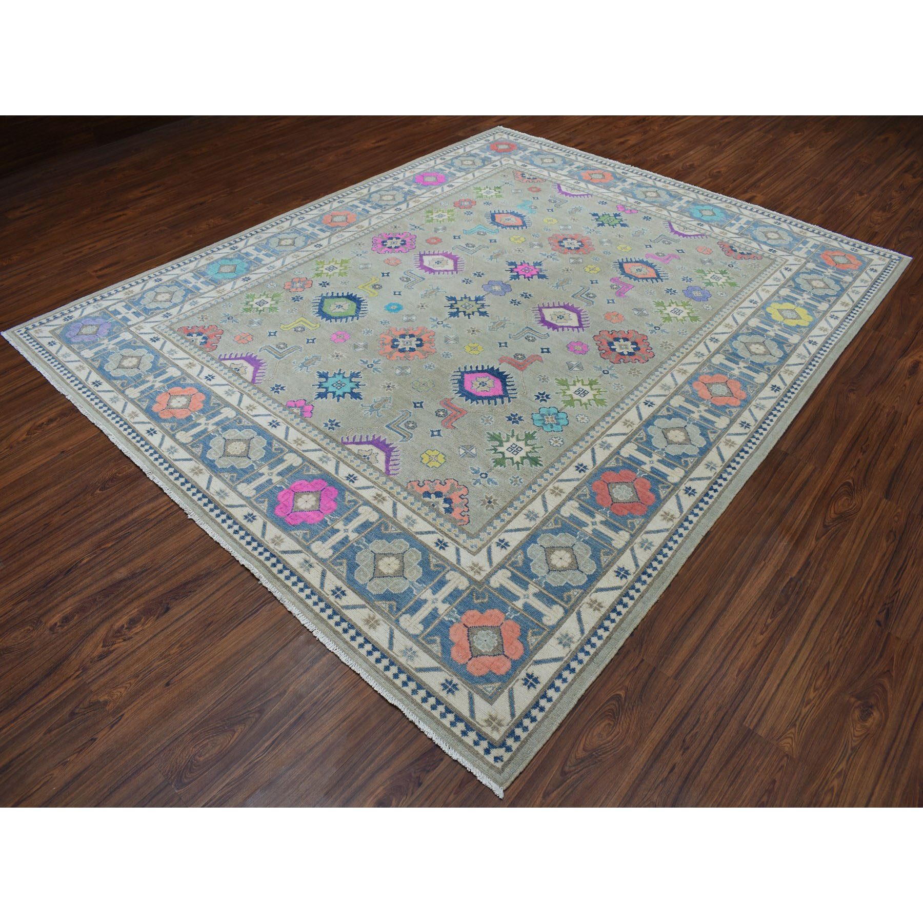 8-1 x9-10  Colorful Fusion Kazak Pure Wool Hand-Knotted Oriental Rug 