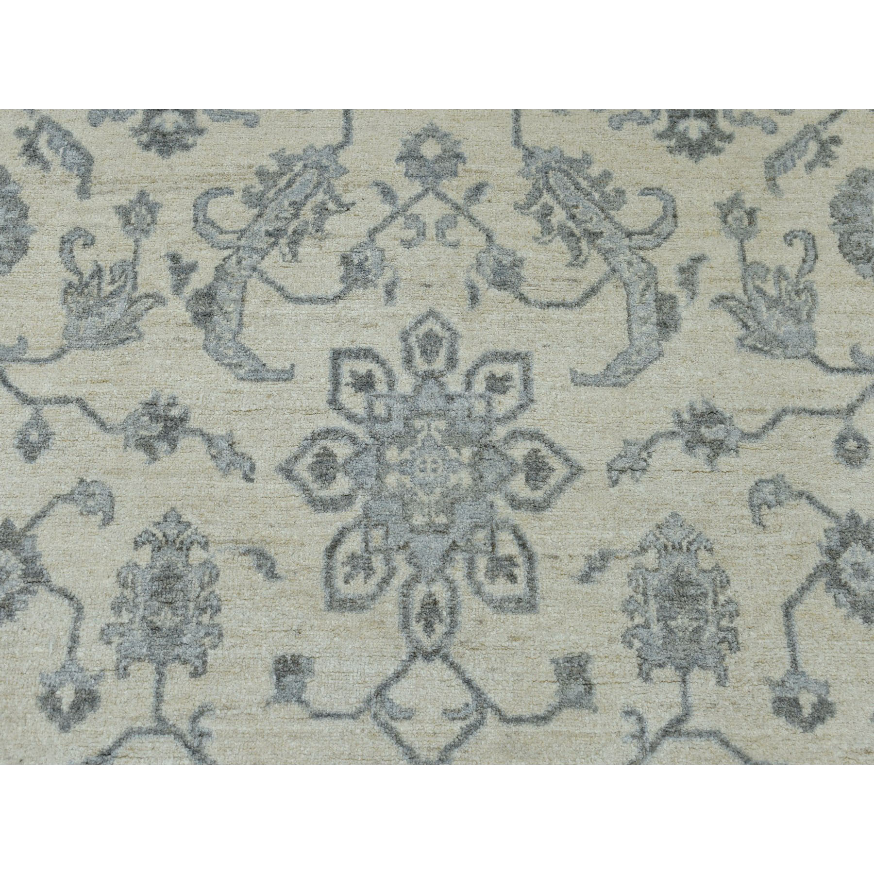 5-6 x8-2  Ivory White Wash Peshawar Pure Wool Hand-Knotted Oriental Rug 