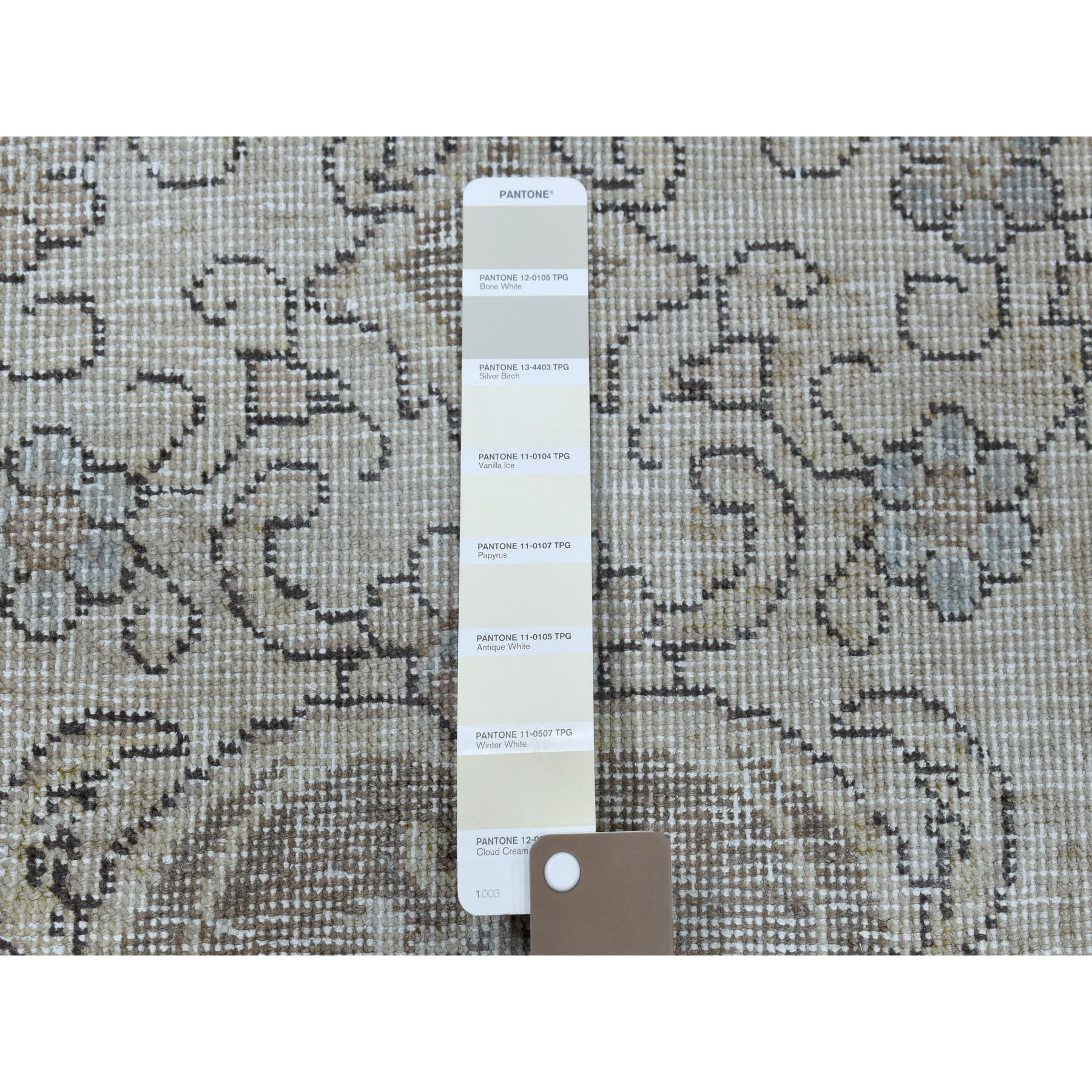 9-x12-1  Beige Vintage White Wash Tabriz Worn Wool Hand-Knotted Oriental Rug 