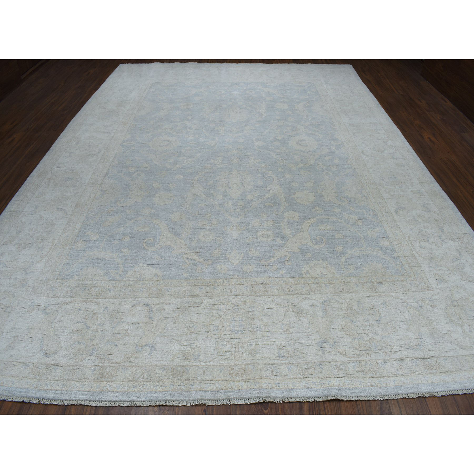 10-3 x13-9  White Wash Peshawar Pure Wool Hand-Knotted Oriental Rug 