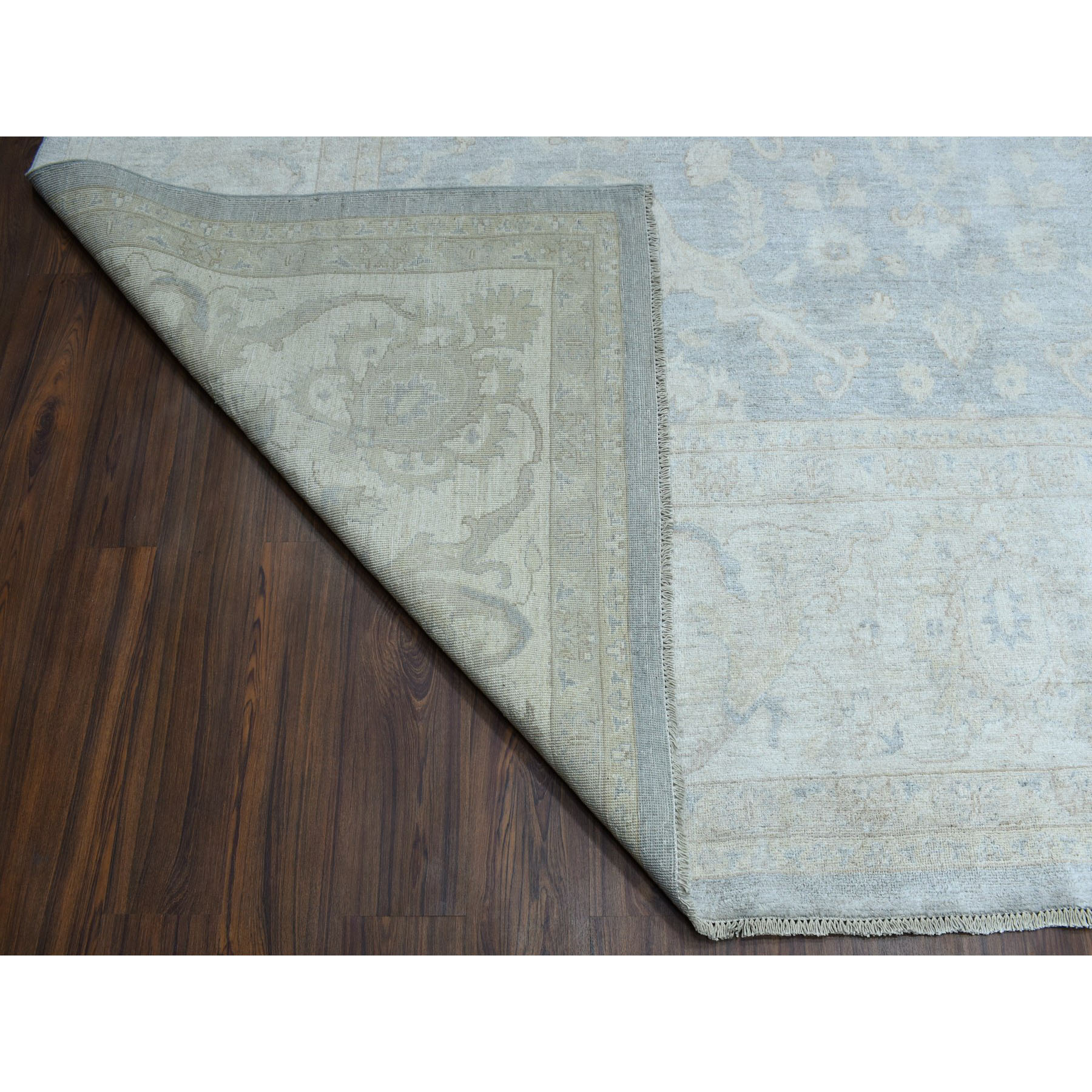 10-3 x13-9  White Wash Peshawar Pure Wool Hand-Knotted Oriental Rug 