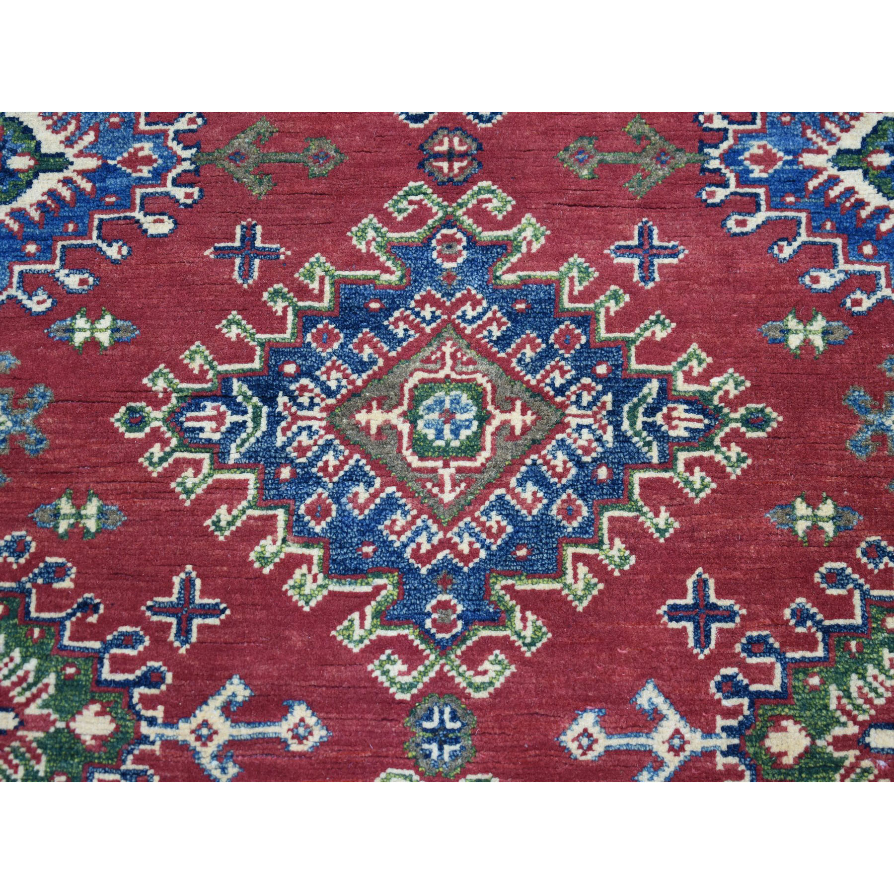 5-x6-5  Red Kazak Pure Wool Geometric Design Hand-Knotted Oriental Rug 