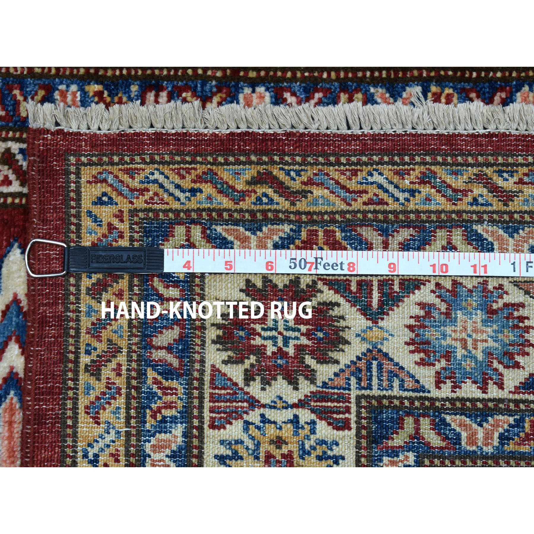 3-3 x5- Red Super Kazak Pure Wool Geometric Design Hand-Knotted Oriental Rug 