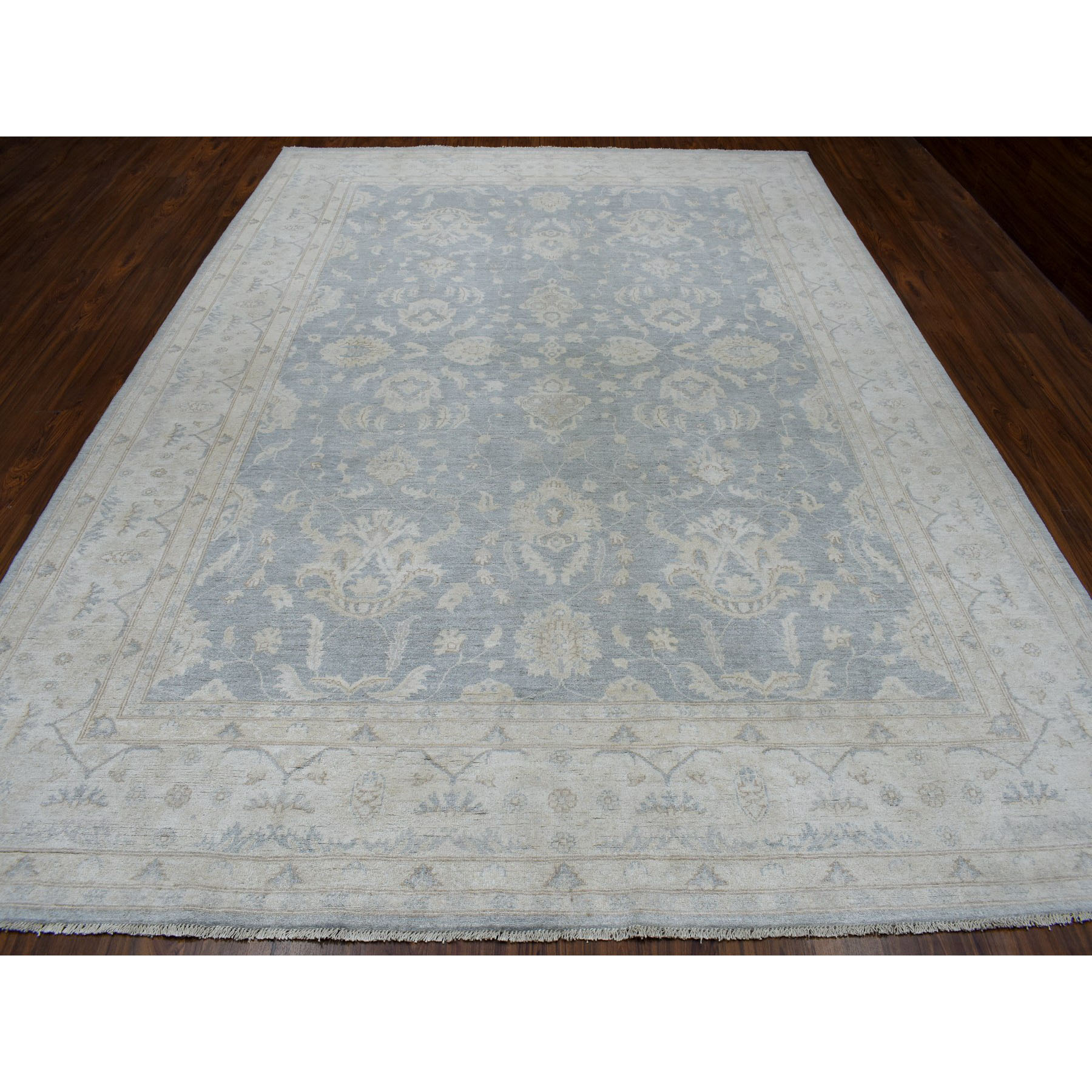 8-9 x12- White Wash Peshawar Pure Wool Hand-Knotted Oriental Rug 