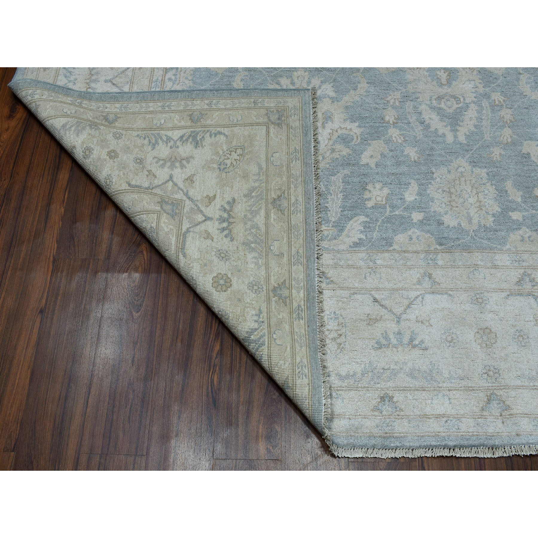 8-9 x12- White Wash Peshawar Pure Wool Hand-Knotted Oriental Rug 