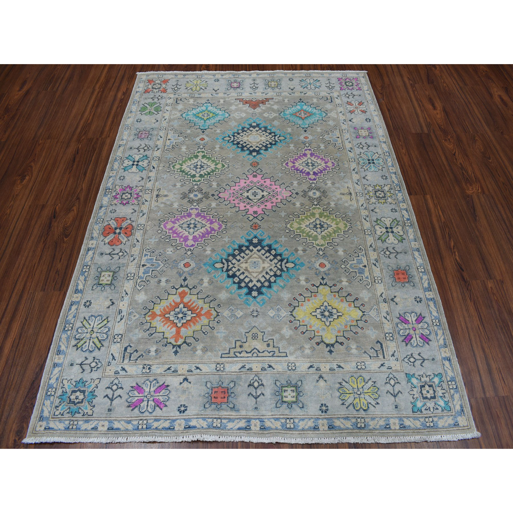 5-x6-7  Colorful Fusion Kazak Pure Wool Hand-Knotted Oriental Rug 