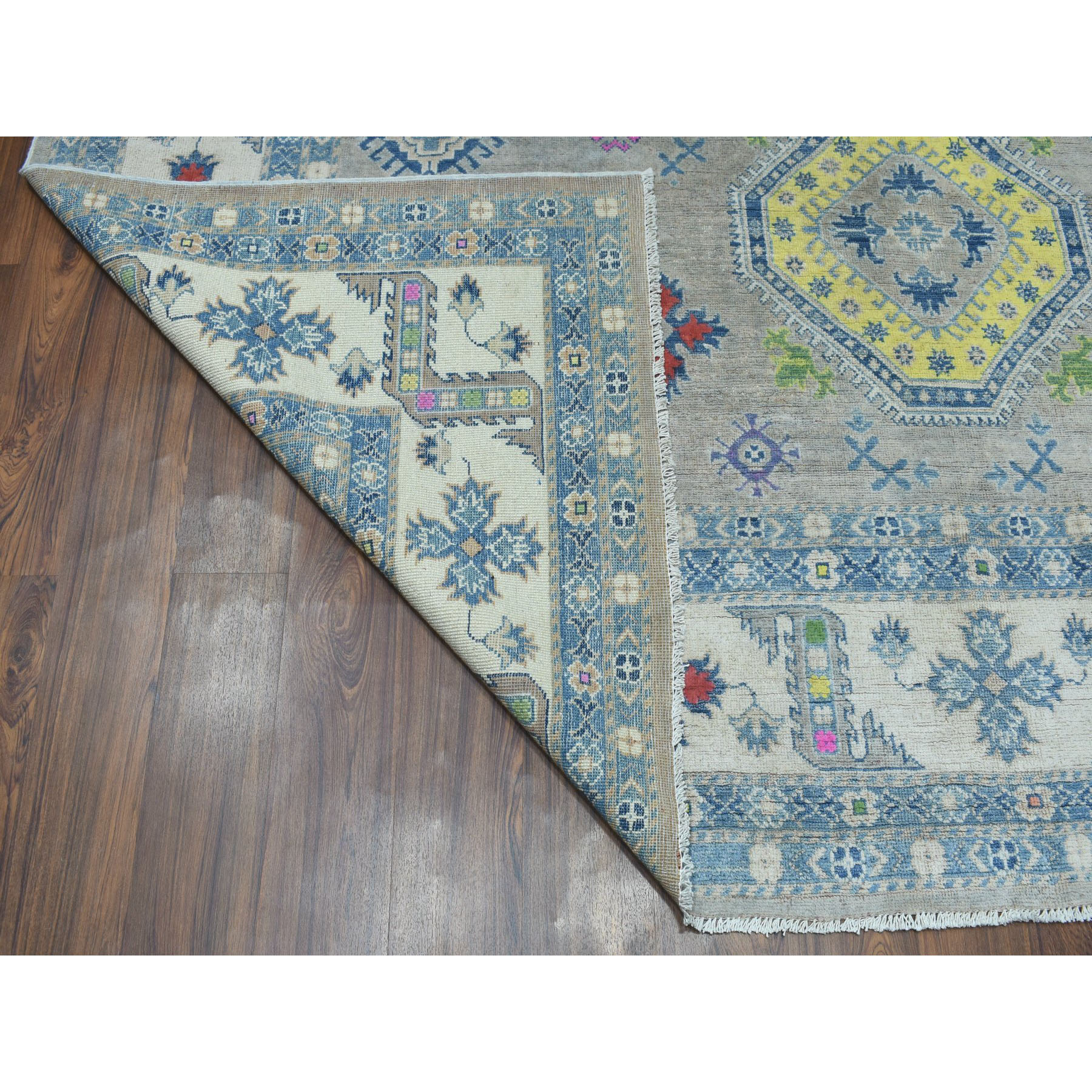 9-2 x11-7  Colorful Fusion Kazak Geometric Design Pure Wool Hand-Knotted Oriental Rug 