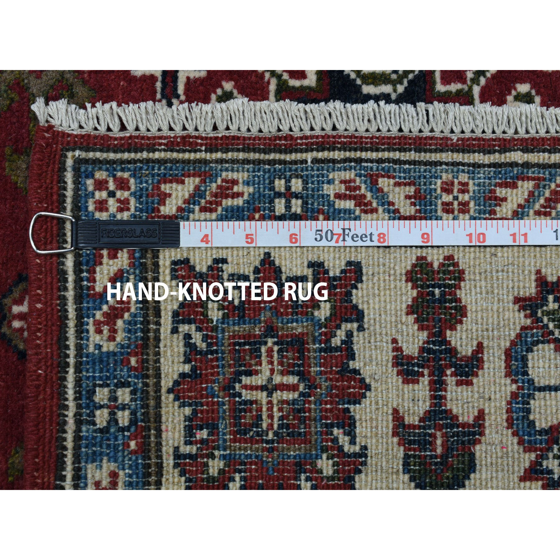 5-x6-10  Red Geometric Design Kazak Pure Wool Hand-Knotted Oriental Rug 