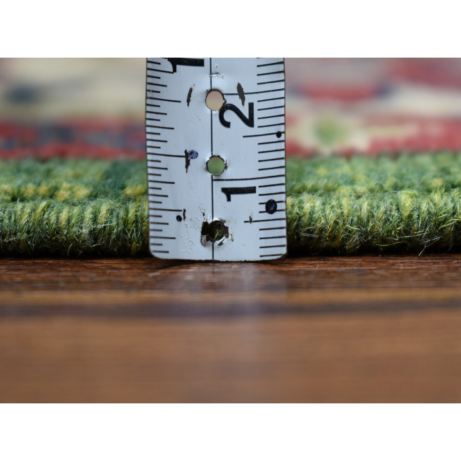 3-3 x4-8  Green Geometric Design Kazak Pure Wool Hand-Knotted Oriental Rug 