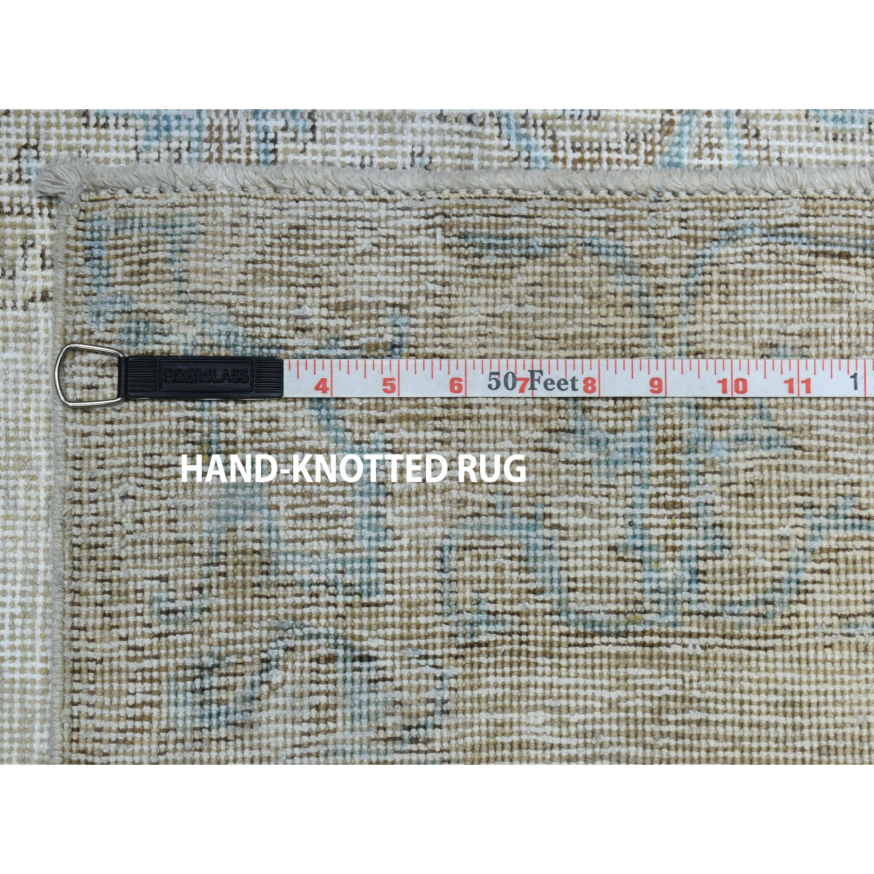 3'x9'4" Vintage White Wash Tabriz Worn Wool Runner Hand-Knotted Oriental Rug