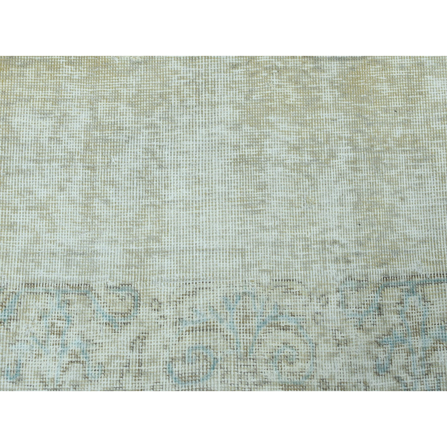 3'x9'4" Vintage White Wash Tabriz Worn Wool Runner Hand-Knotted Oriental Rug