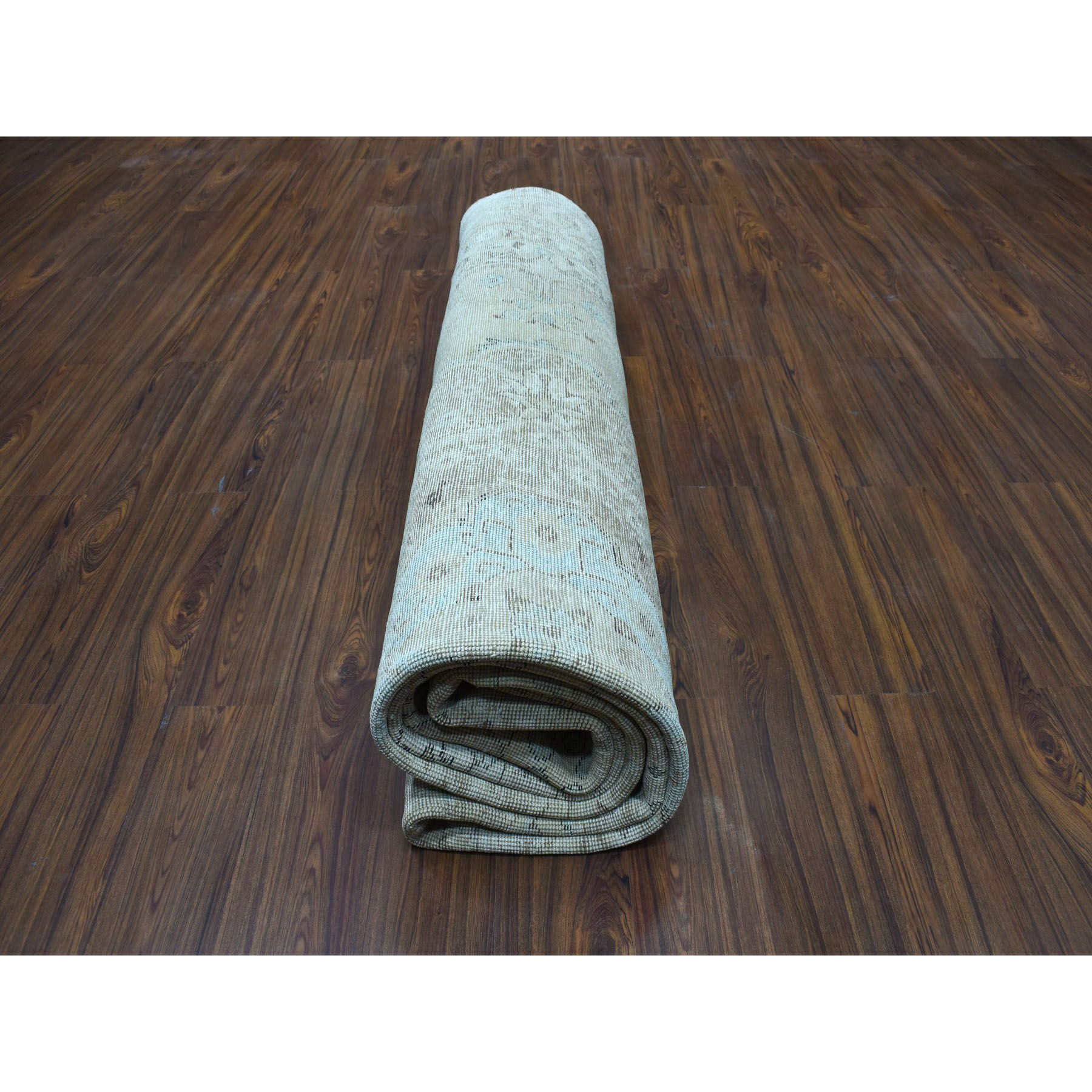 9-4 x12-7  Vintage White Wash Tabriz Worn Wool Hand-Knotted Oriental Rug 