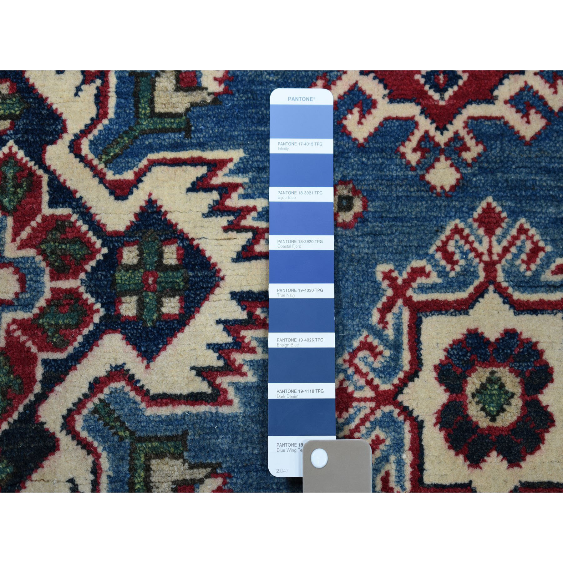 5-x6-10  Blue Kazak Geometric Design Pure Wool Hand-Knotted Oriental Rug 