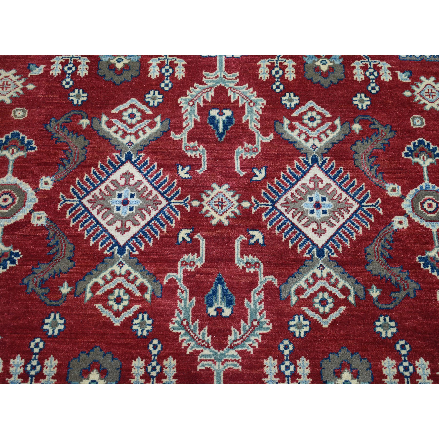 8-1 x9-7  Red Kazak Geometric Design Pure Wool Hand-Knotted Oriental Rug 