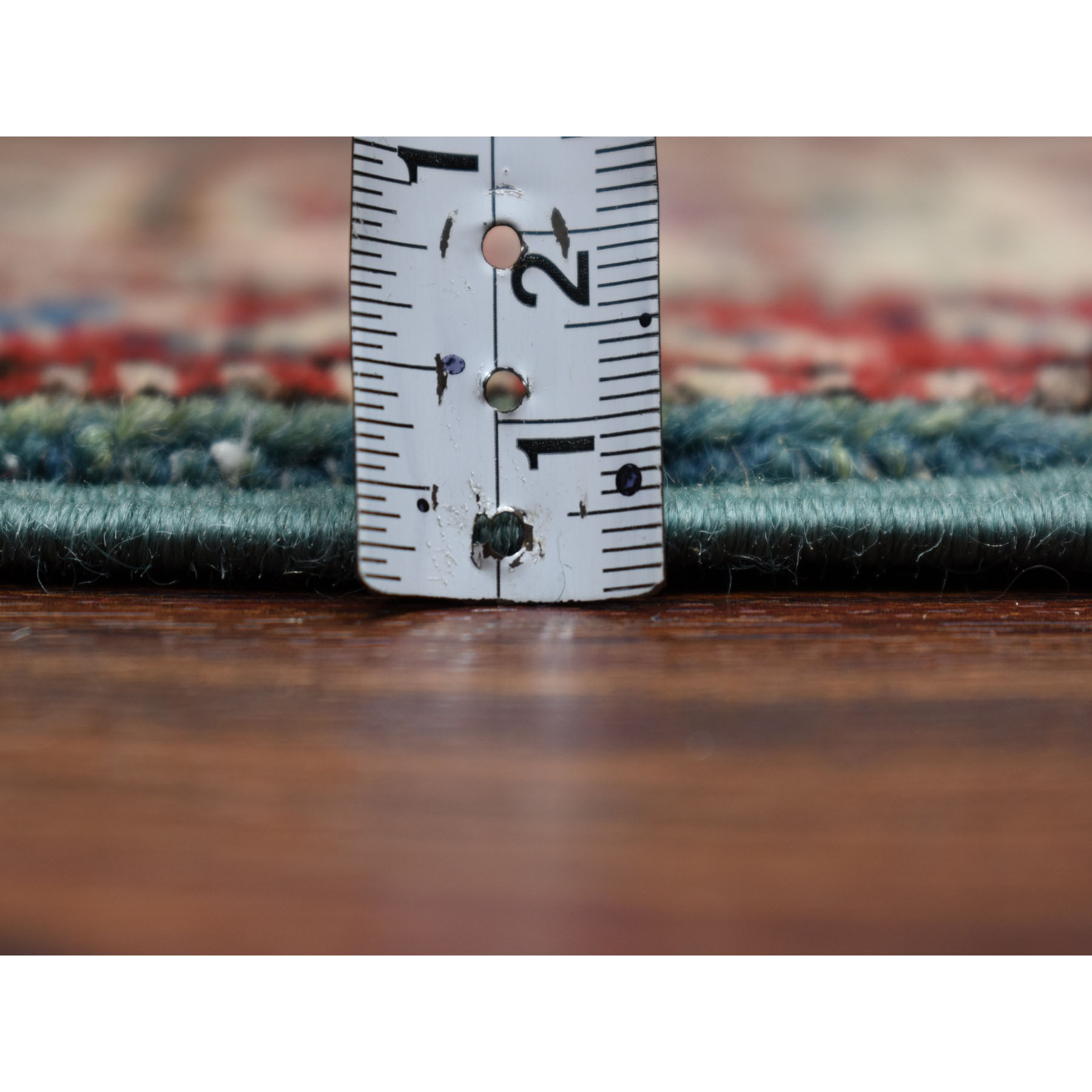 3-1 x4-10  Green Tribal and Geometric Design Kazak Hand-Knotted Pure Wool Oriental Rug 