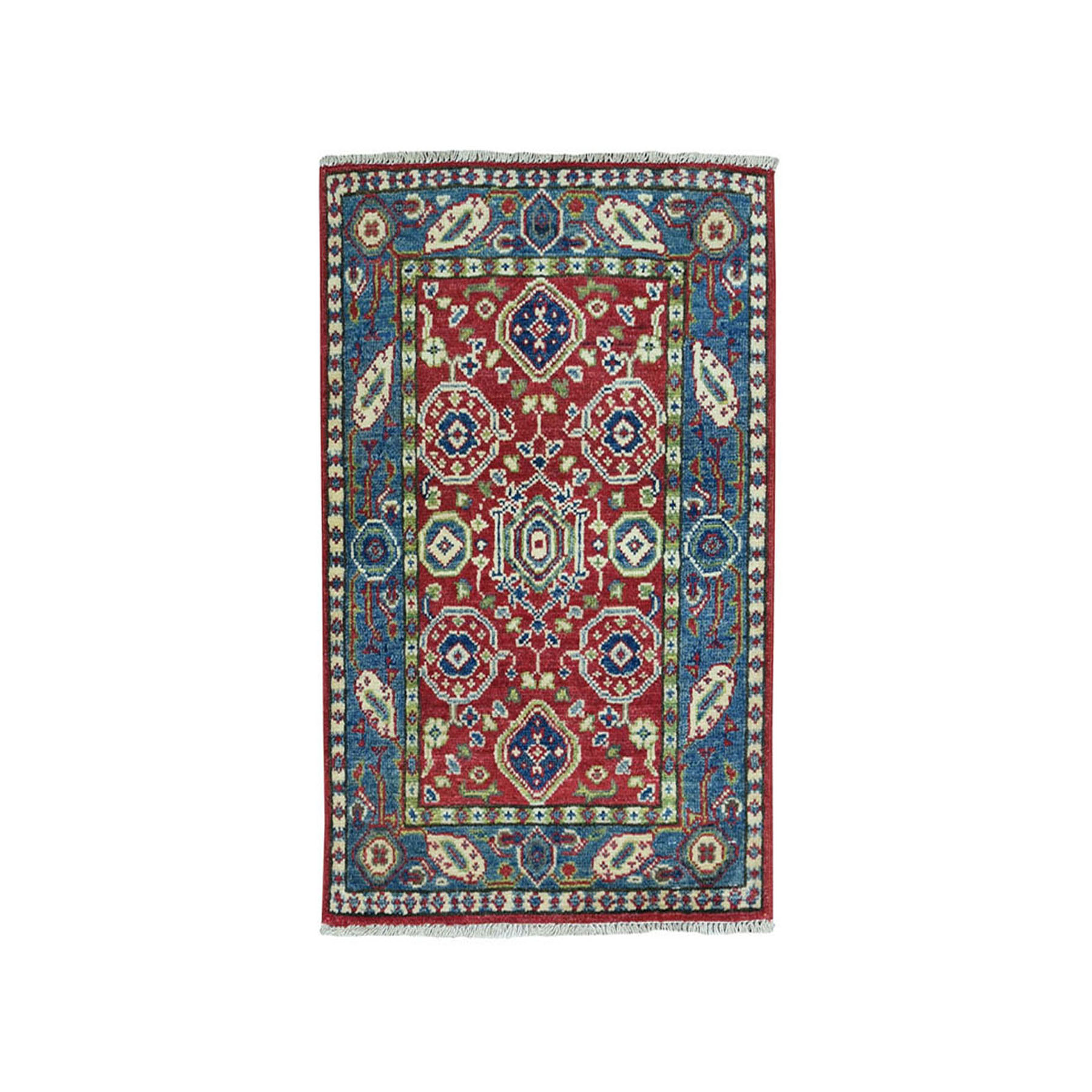 2'X2'10" Red Kazak Geometric Design Pure Wool Hand-Knotted Oriental Rug moae080c