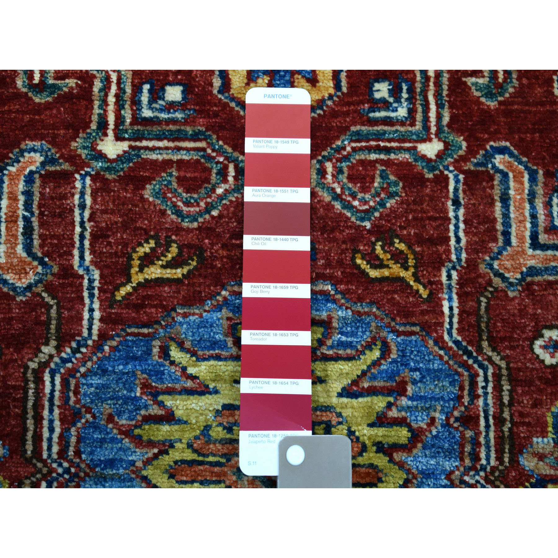 3-4 x13-2  Red Super Kazak Pure Wool Geometric Design Hand-Knotted Runner Oriental Rug 