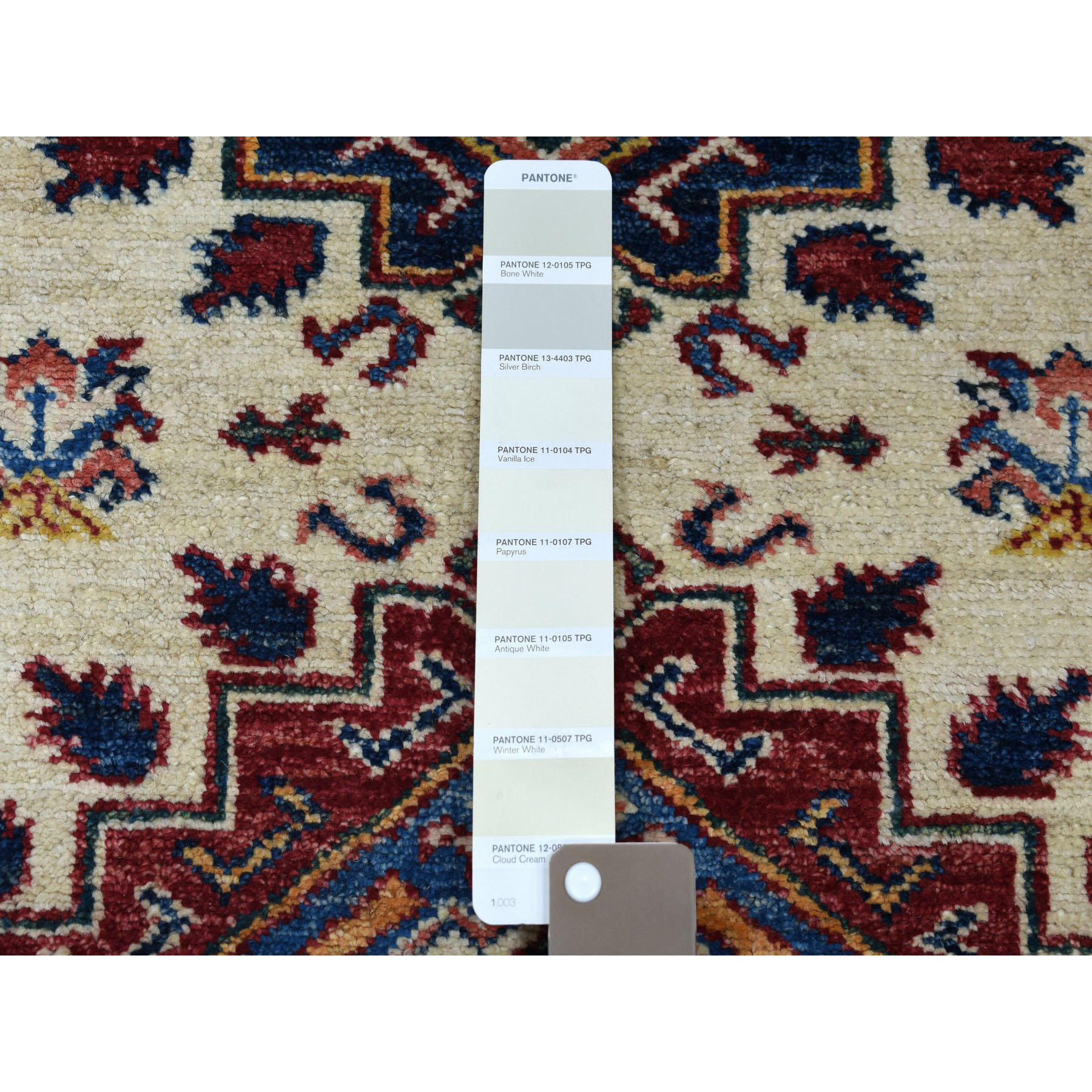 2-10 x19-1  Ivory Super Kazak Geometric Design XL Runner Pure Wool Hand-Knotted Oriental Rug 