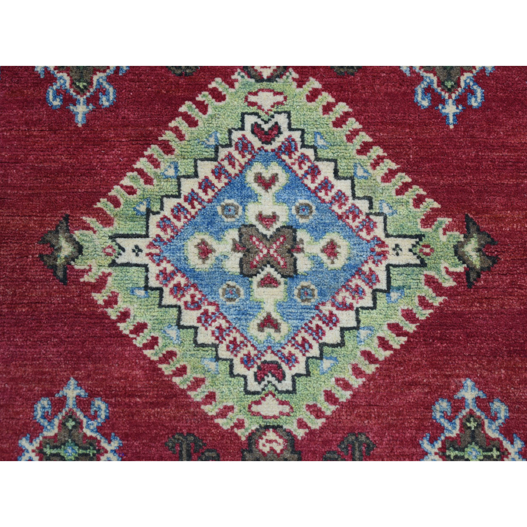 3-6 x4-8  Red Geometric Design Kazak Pure Wool Hand-Knotted Oriental Rug 