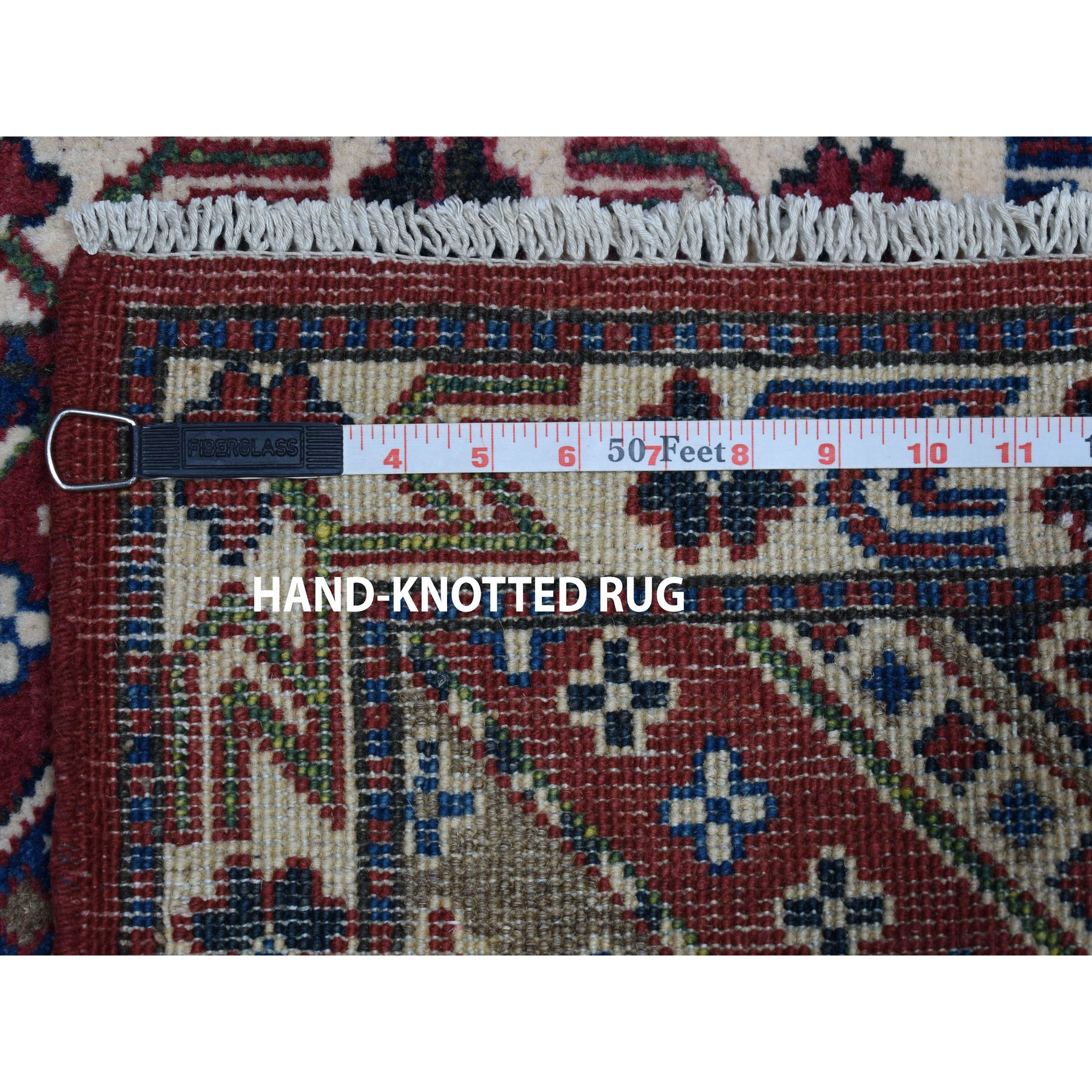 2-x2-9  Red Geometric Design Kazak Pure Wool Hand-Knotted Oriental Rug 