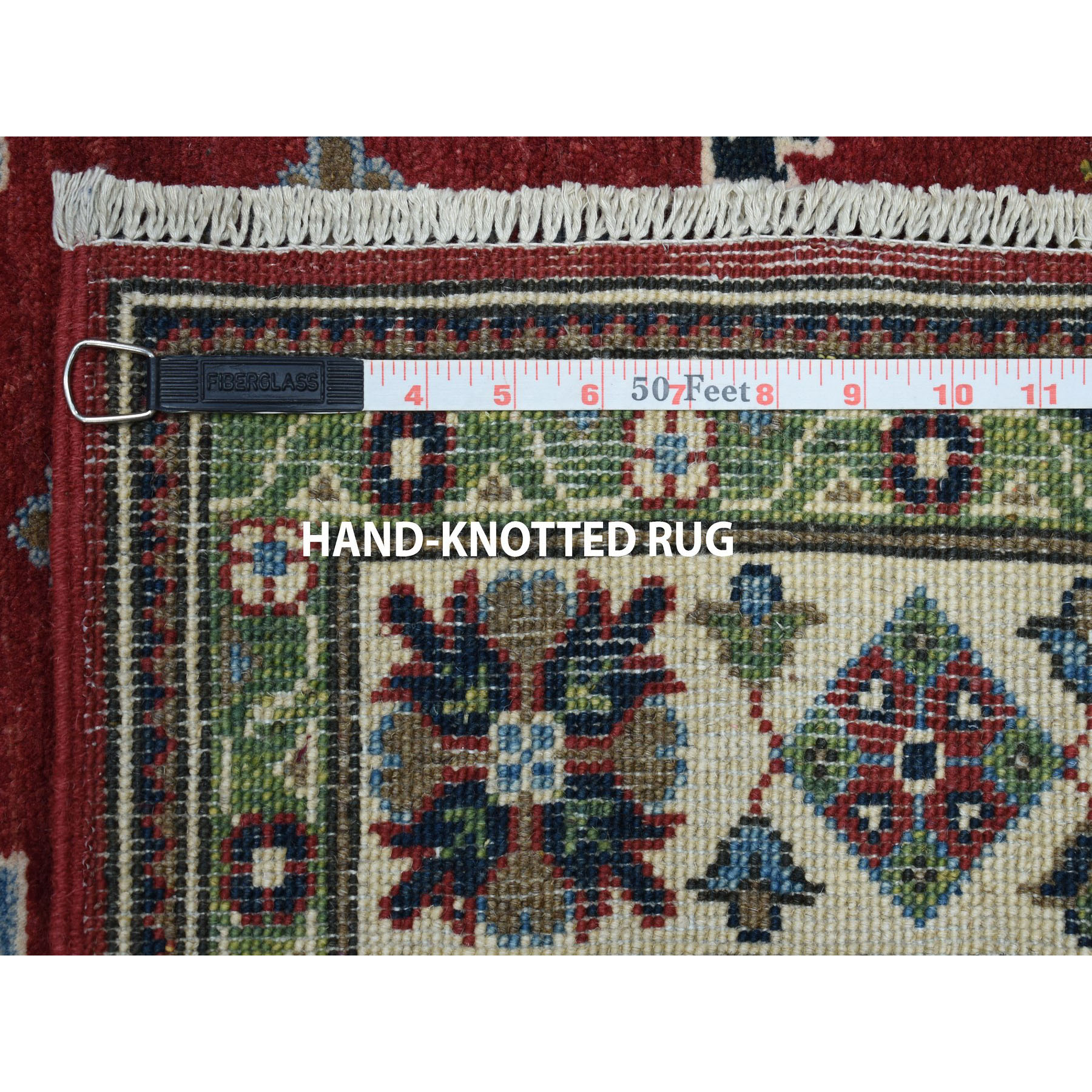 5-x6-5  Red Geometric Design Kazak Pure Wool Hand-Knotted Oriental Rug 