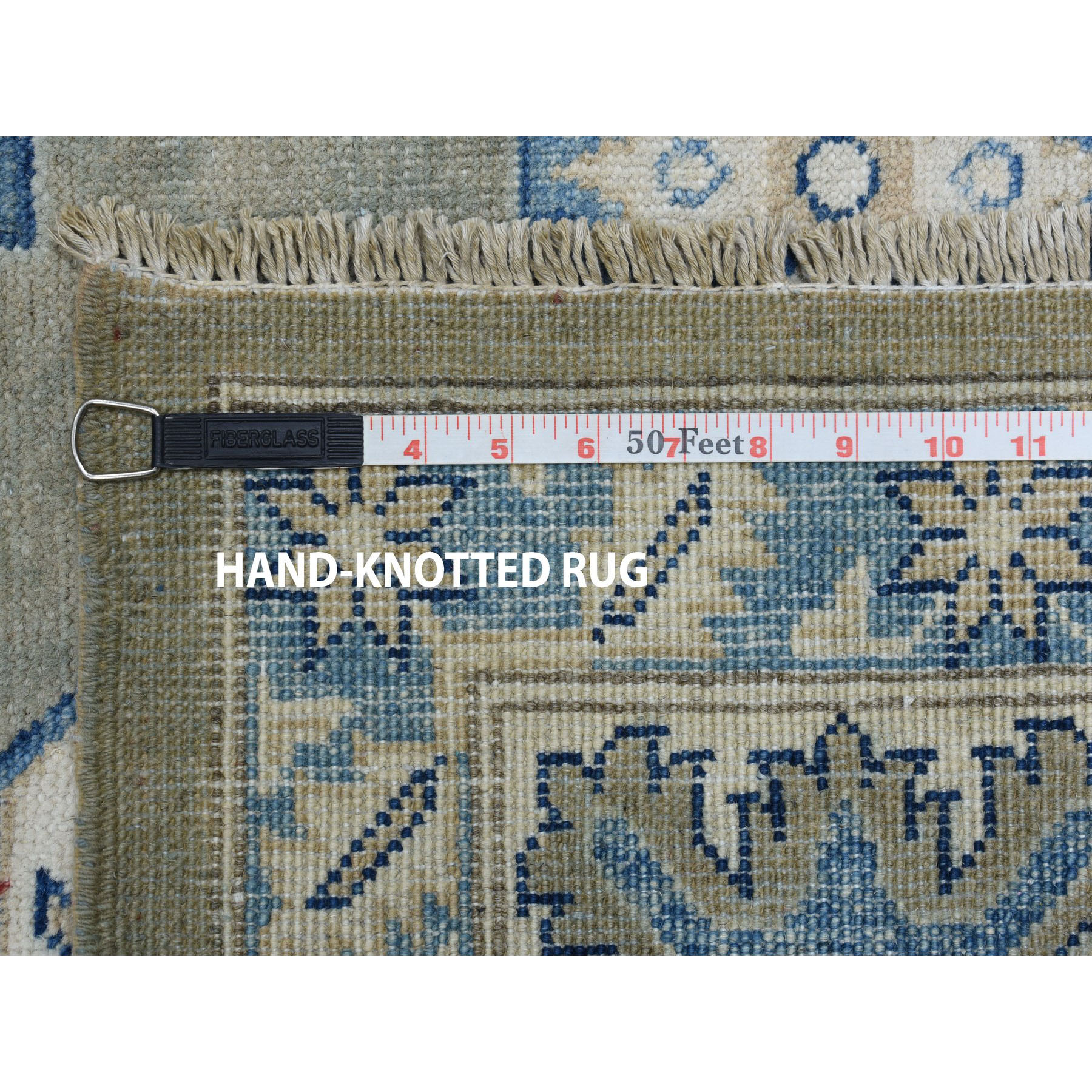 8-1 x10- Gray Vintage Look Kazak Geometric Design Pure Wool Hand-Knotted Oriental Rug 