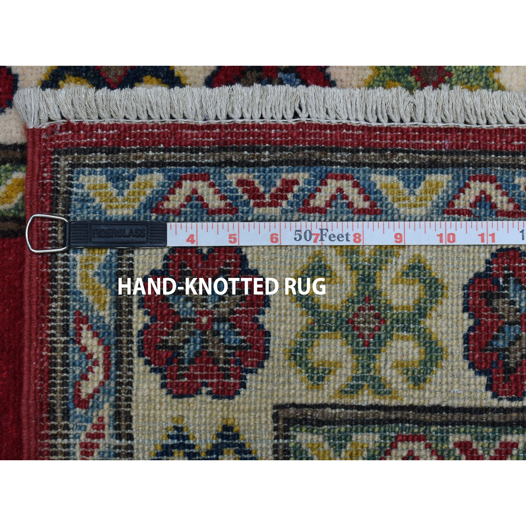 2-8 x9-8  Red Geometric Design Kazak Pure Wool Hand-Knotted Runner Oriental Rug 