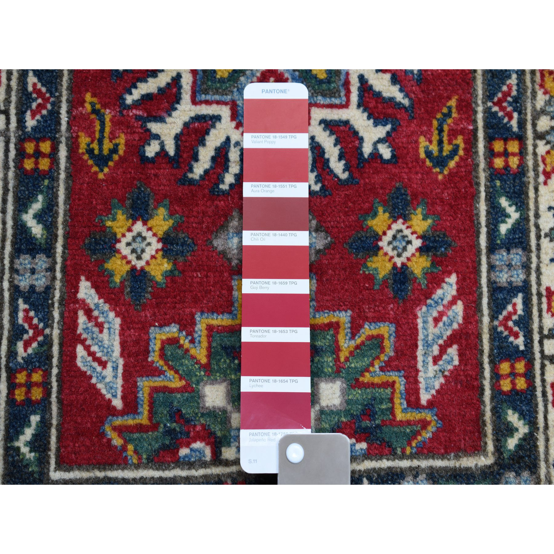 2-x2-10  Red Geometric Design Kazak Pure Wool Hand-Knotted Oriental Rug 