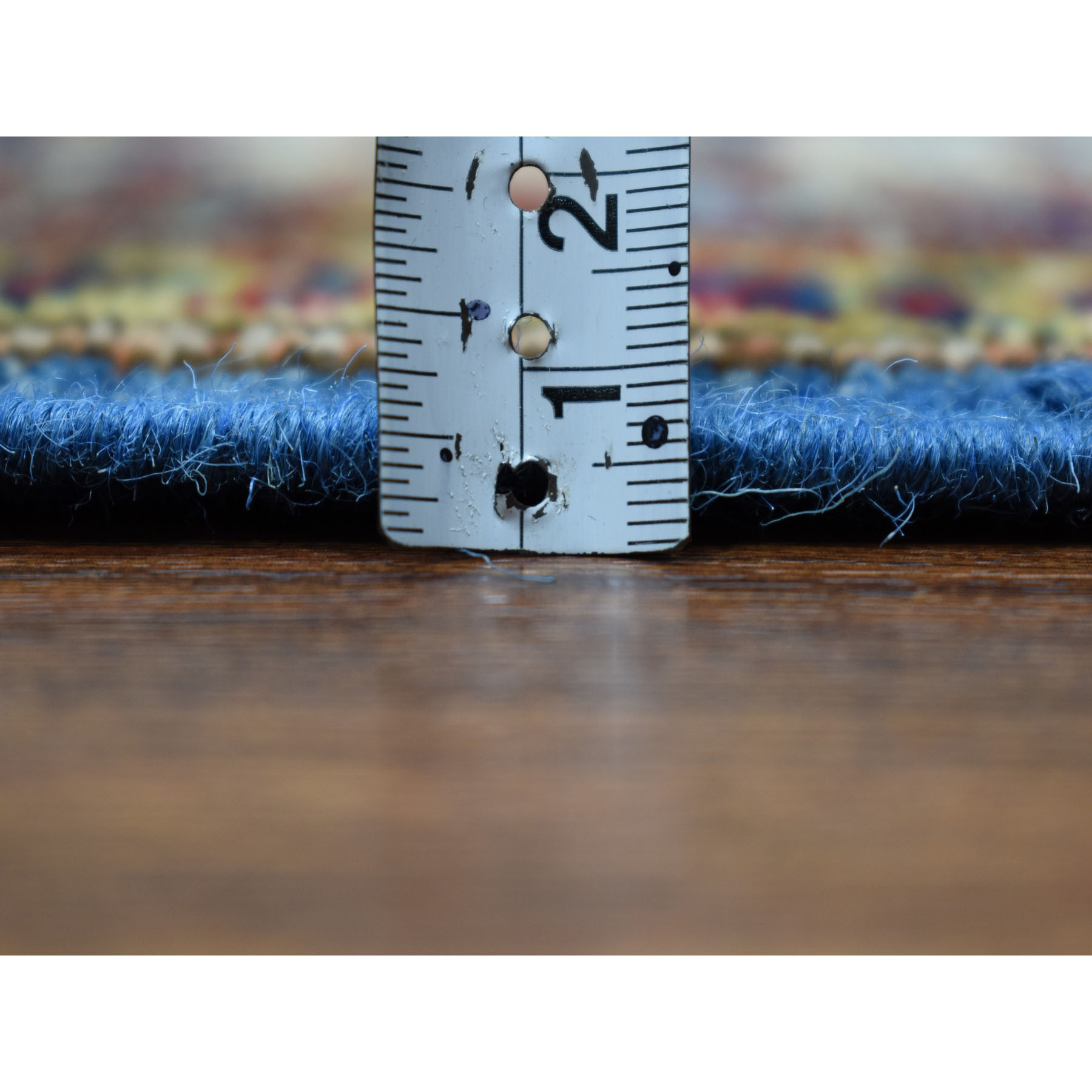 2-9 x4-2  Blue Super Kazak Pure Wool Geometric Design Hand-Knotted Oriental Rug 