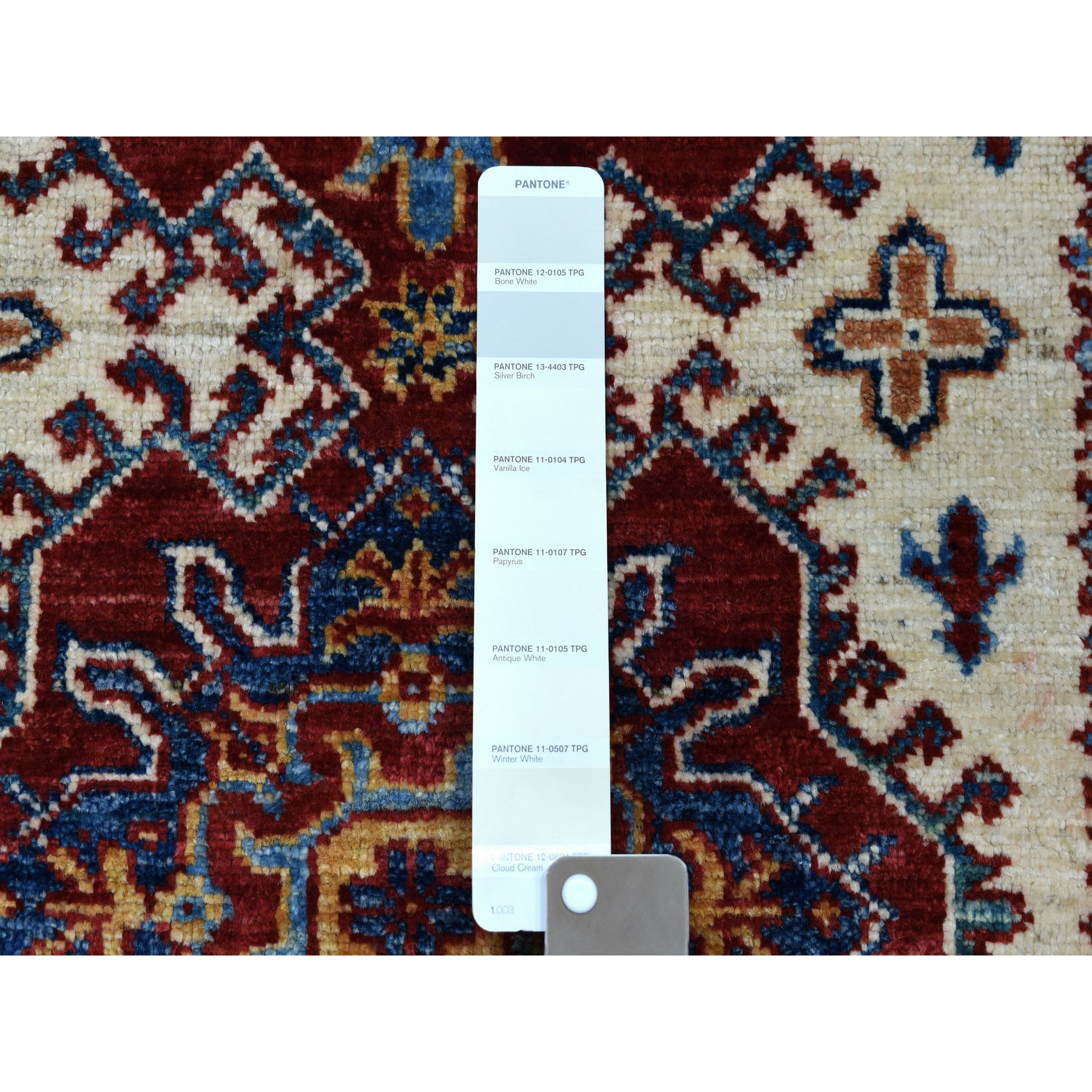 2-8 x4-7  Ivory Super Kazak Pure Wool Geometric Design Hand-Knotted Oriental Rug 