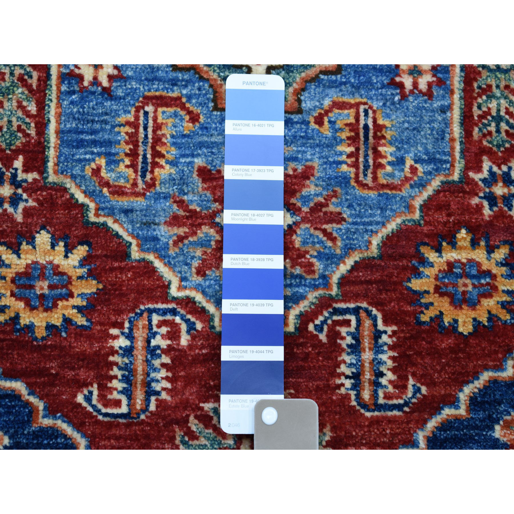 3-4 x5-2  Blue Super Kazak Geometric Design Pure Wool Hand-Knotted Oriental Rug 