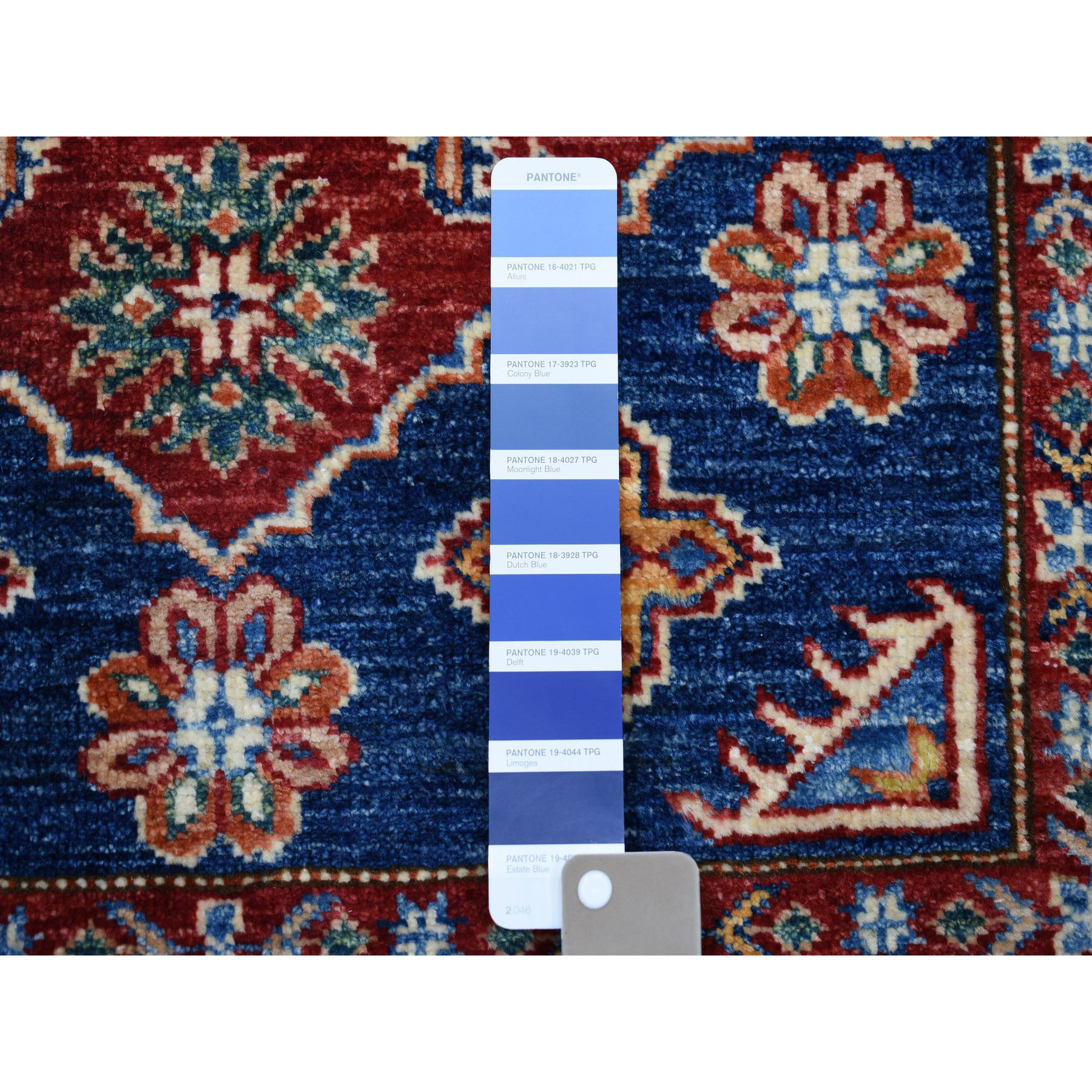 3-3 x5-2  Blue Super Kazak Pure Wool Geometric Design Hand-Knotted Oriental Rug 