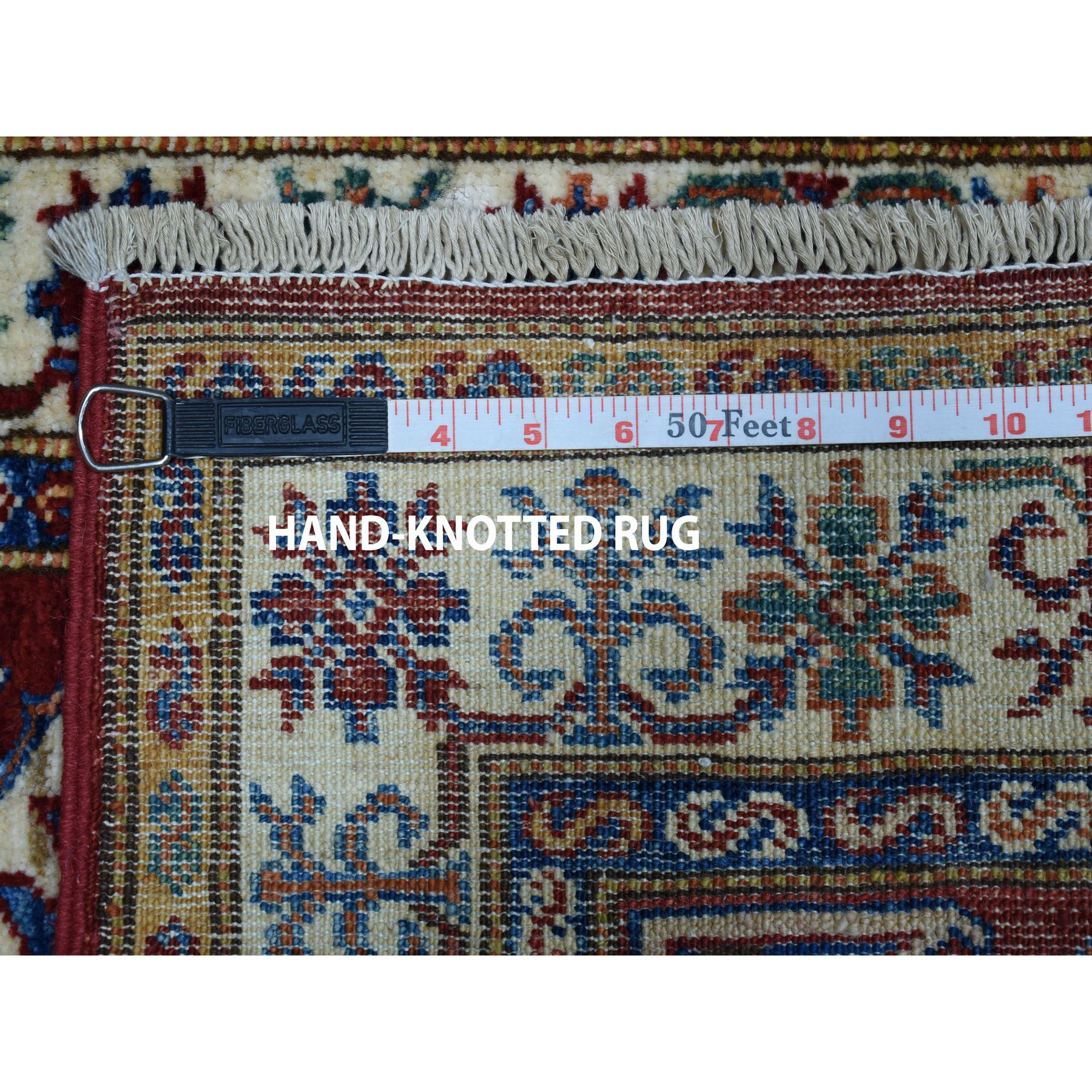 1-10 x3- Red Super Kazak Pure Wool Geometric Design Hand-Knotted Oriental Rug 