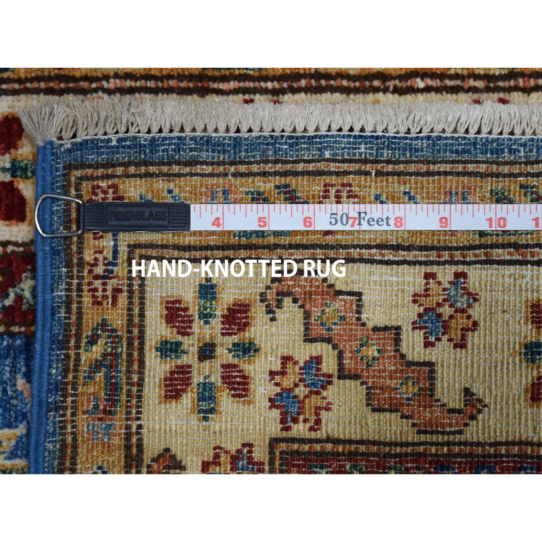 2-x3-6  Blue Super Kazak Pure Wool Geometric Design Hand-Knotted Oriental Rug 