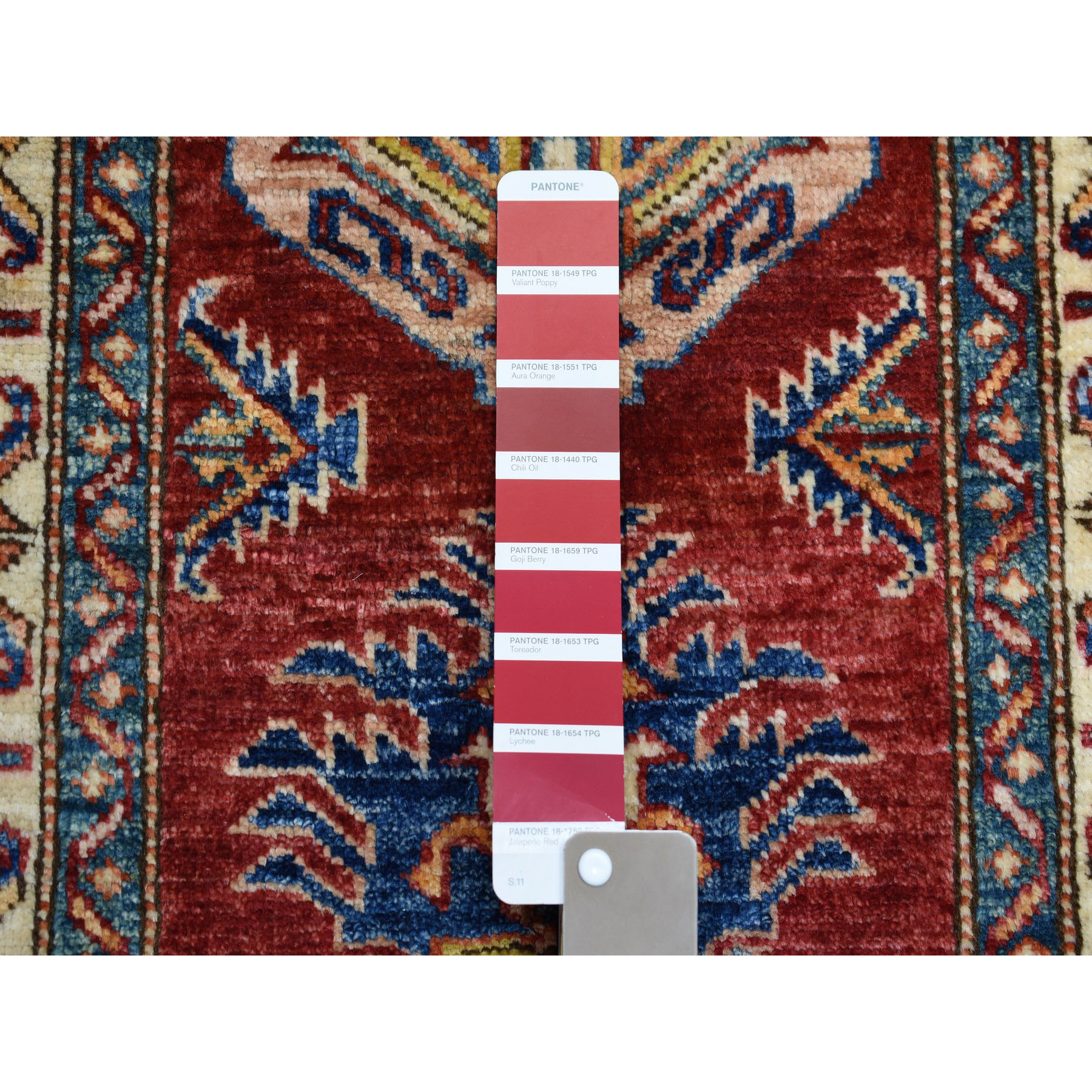 2-x3-2  Red Super Kazak Pure Wool Geometric Design Hand-Knotted Oriental Rug 