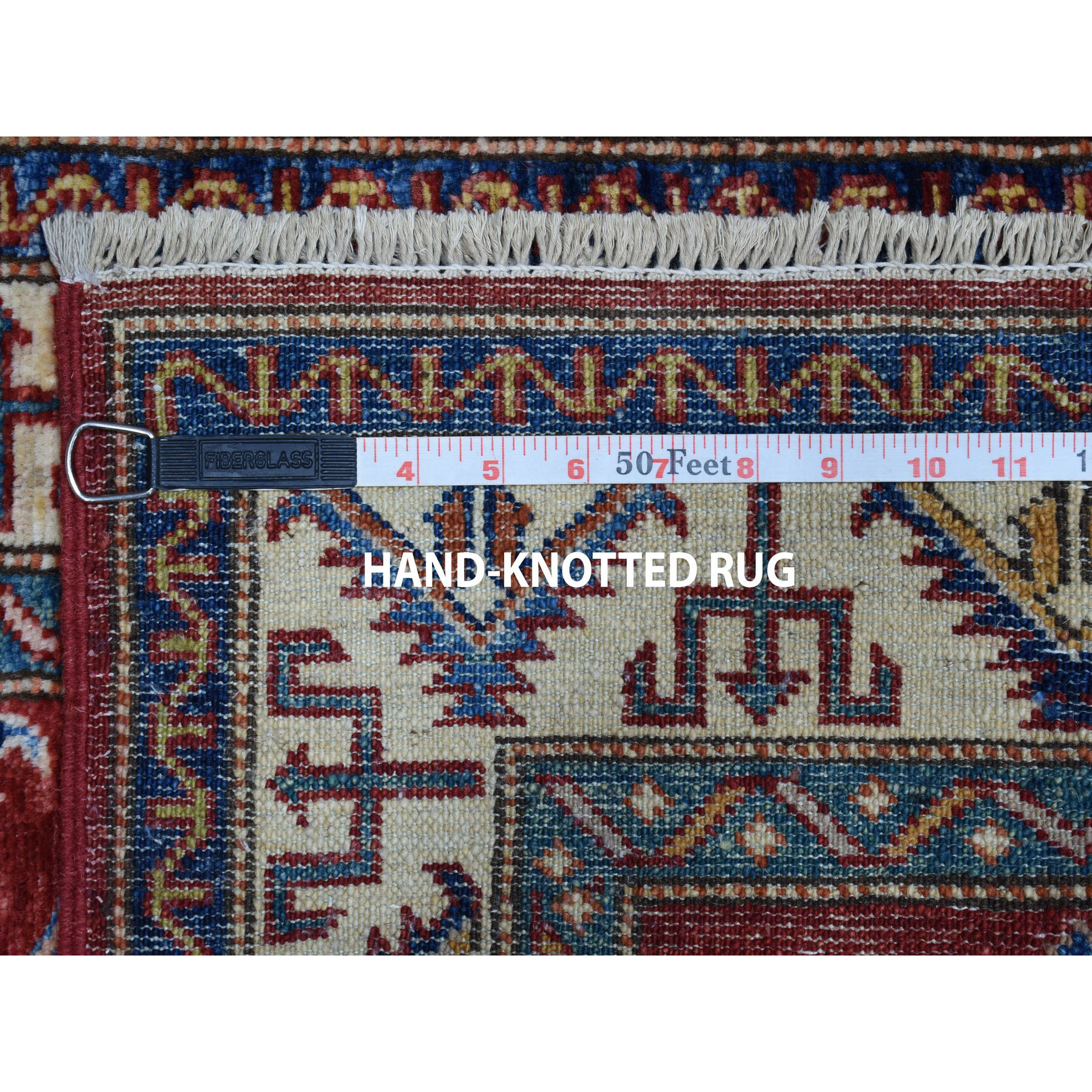 2-x3-2  Red Super Kazak Pure Wool Geometric Design Hand-Knotted Oriental Rug 