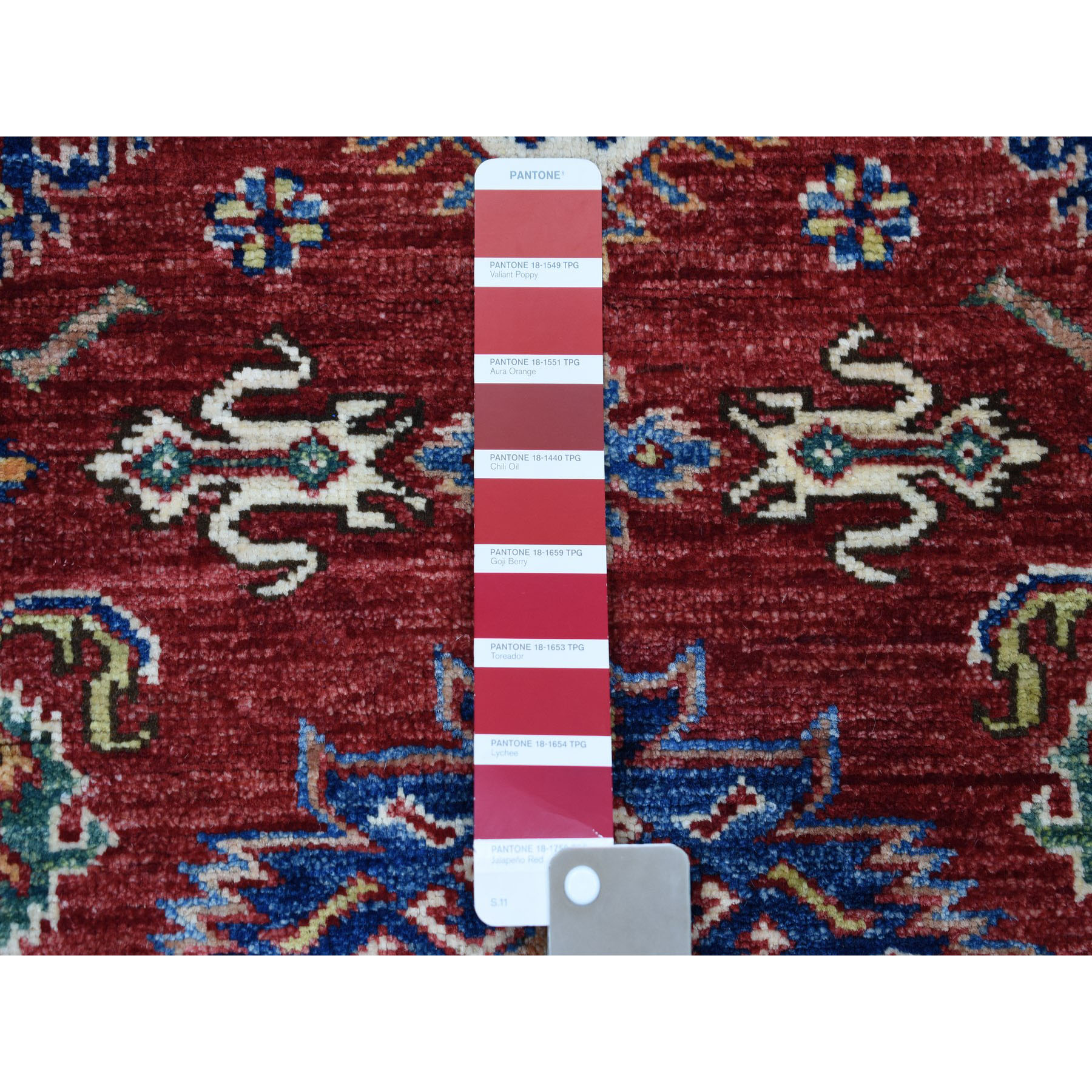 3-3 x4-9  Red Super Kazak Pure Wool Geometric Design Hand-Knotted Oriental Rug 