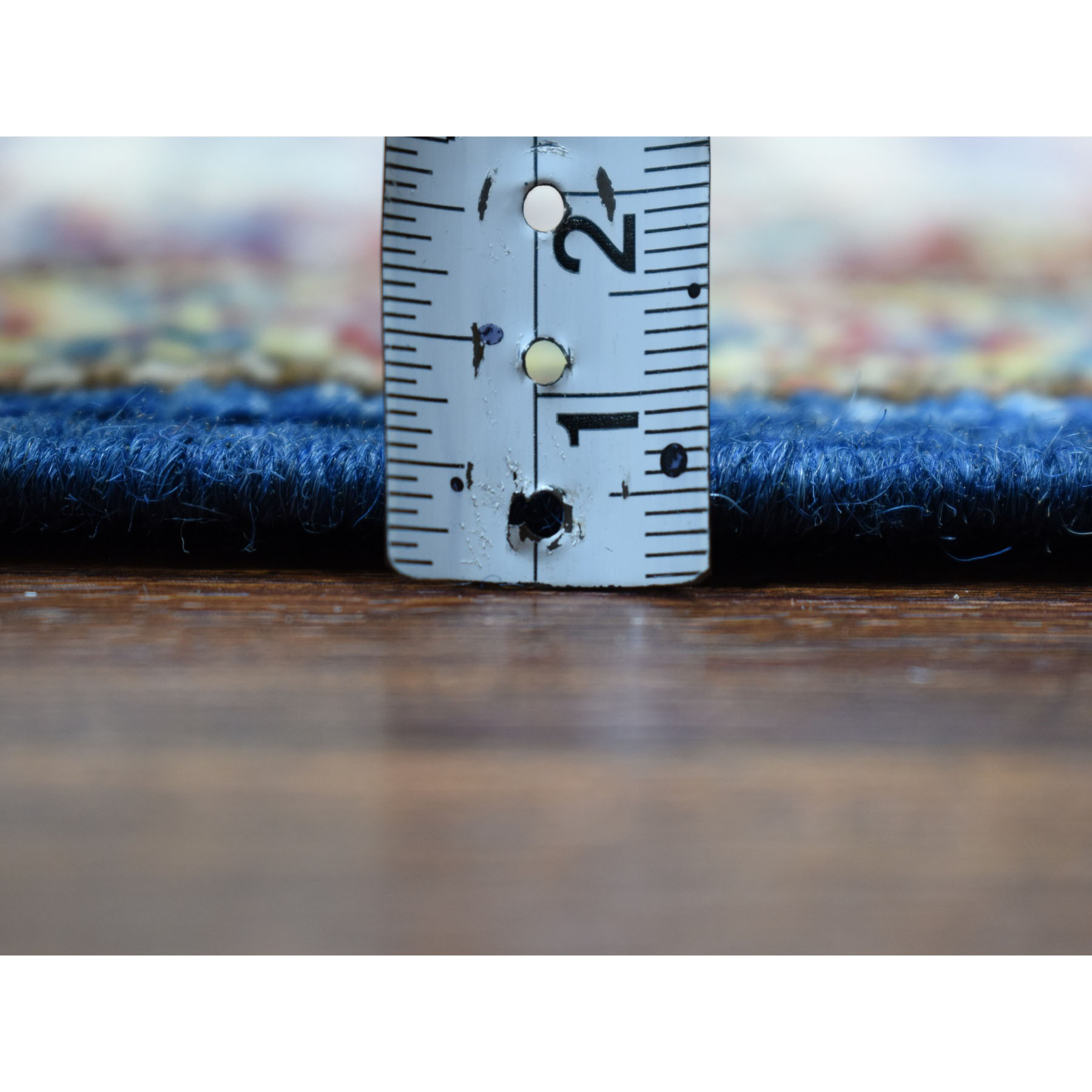 3-x4- Blue Super Kazak Pure Wool Geometric Design Hand-Knotted Oriental Rug 