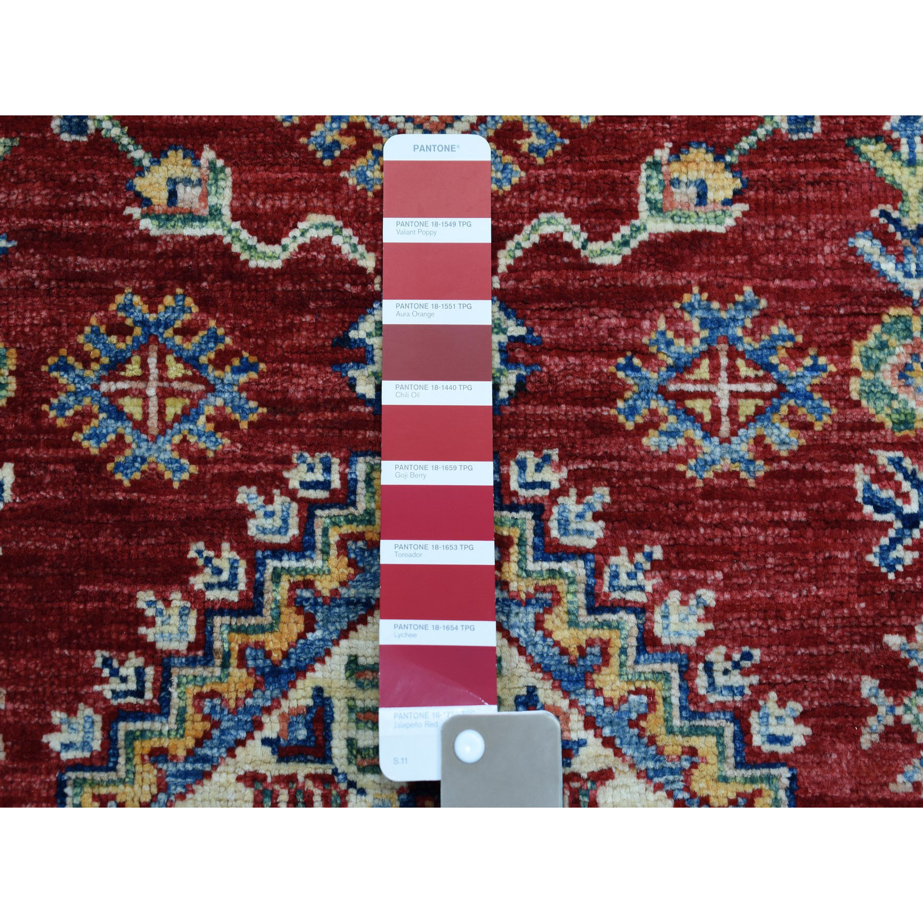 2-8 x4-4  Red Super Kazak Pure Wool Geometric Design Hand-Knotted Oriental Rug 