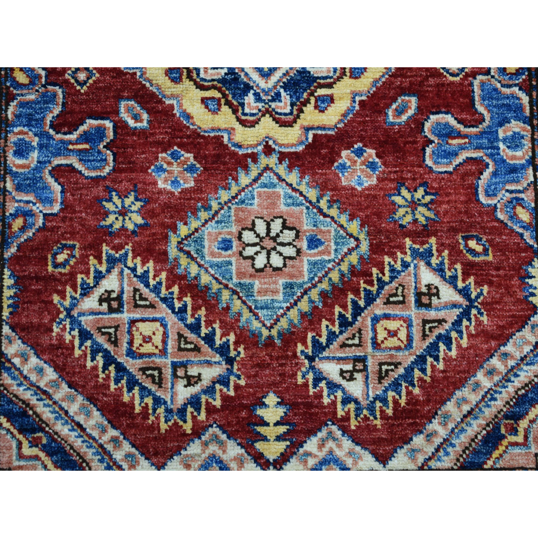 2-9 x3-10  Red Super Kazak Pure Wool Geometric Design Hand-Knotted Oriental Rug 