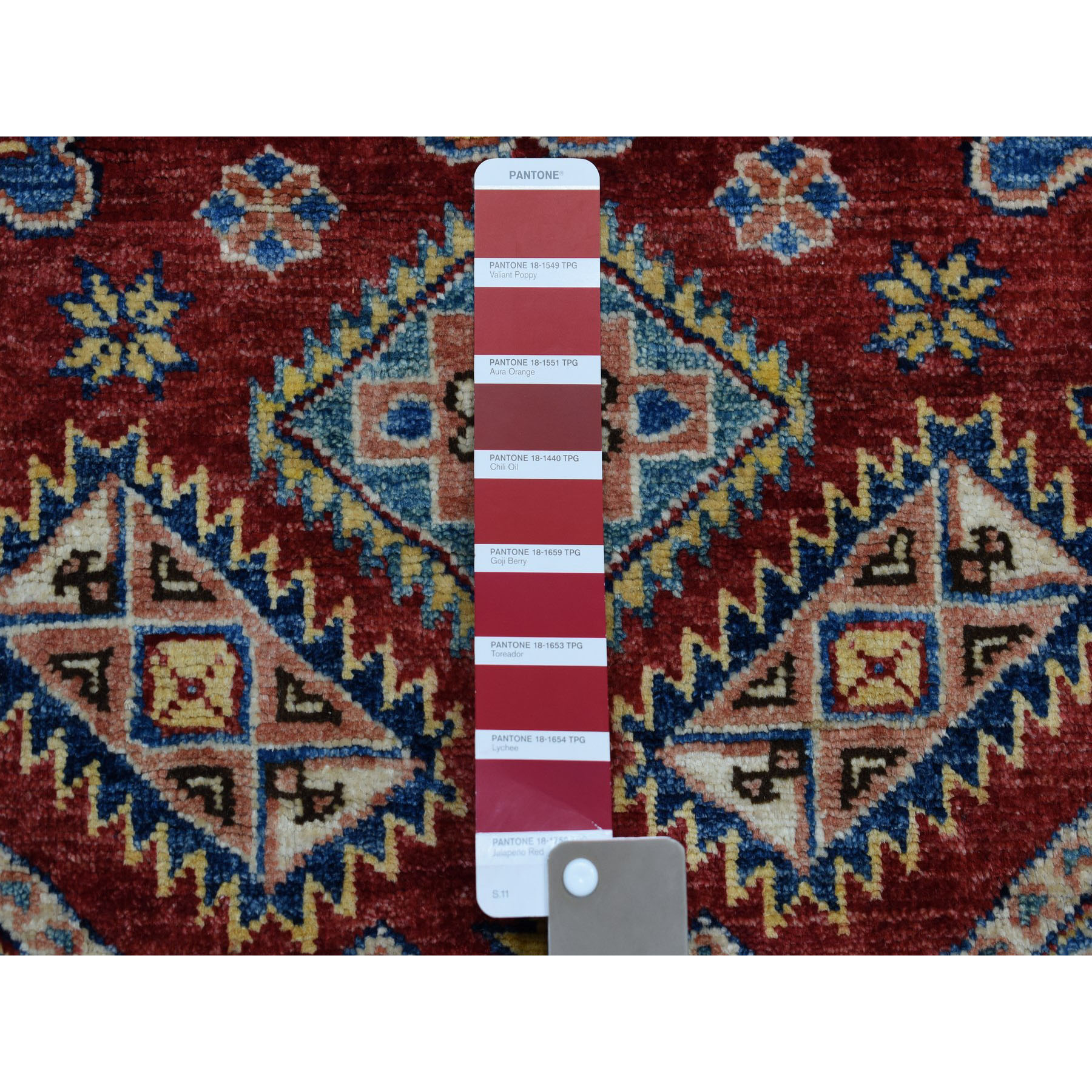 2-9 x3-10  Red Super Kazak Pure Wool Geometric Design Hand-Knotted Oriental Rug 