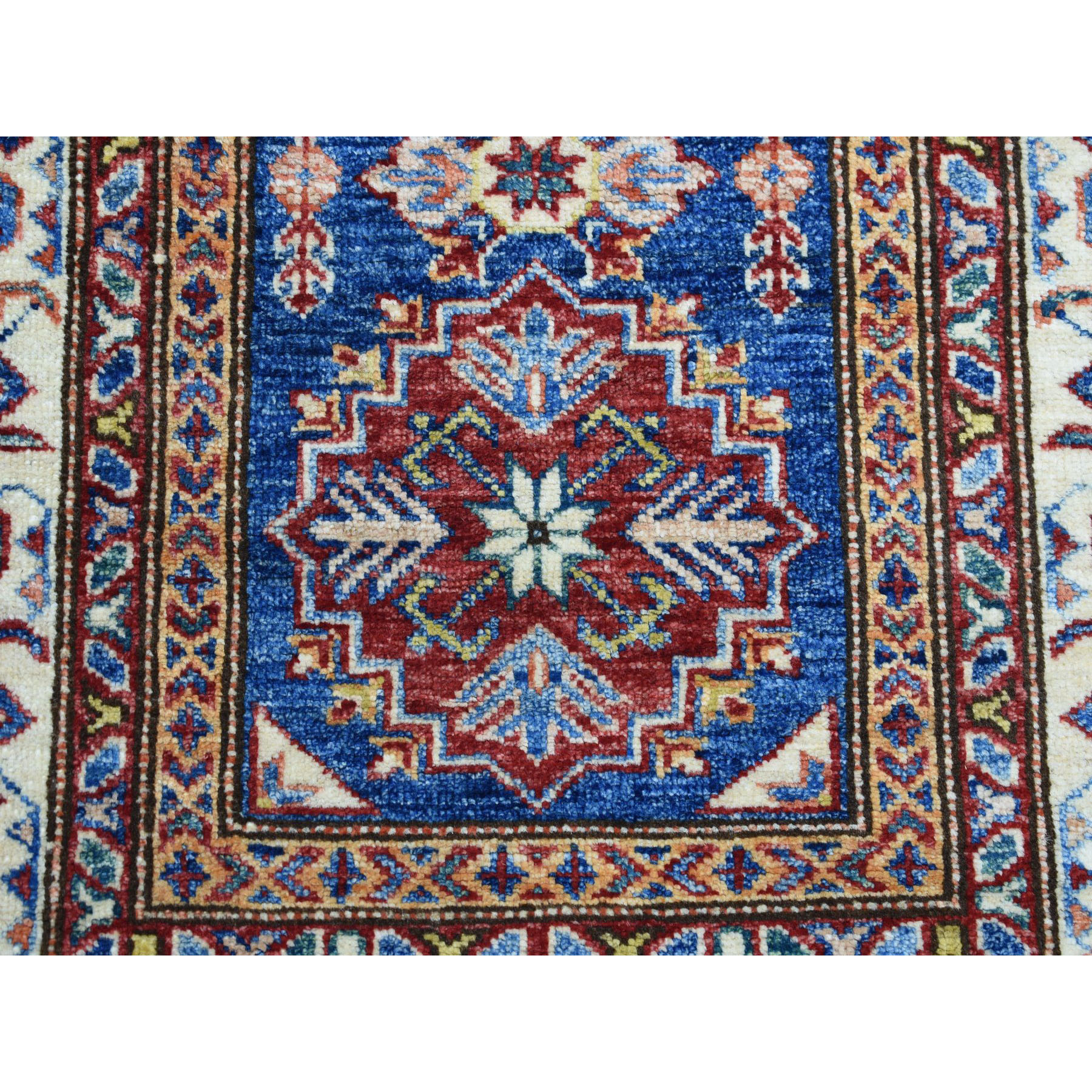 2-10 x4- Blue Super Kazak Pure Wool Geometric Design Hand-Knotted Oriental Rug 