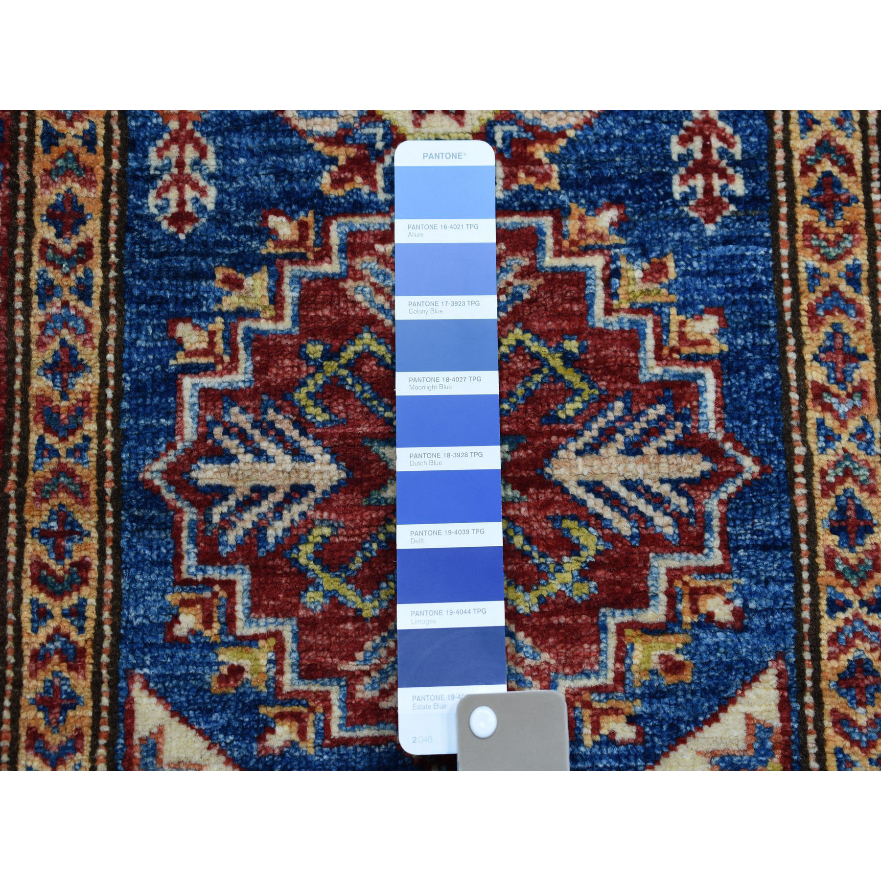 2-10 x4- Blue Super Kazak Pure Wool Geometric Design Hand-Knotted Oriental Rug 