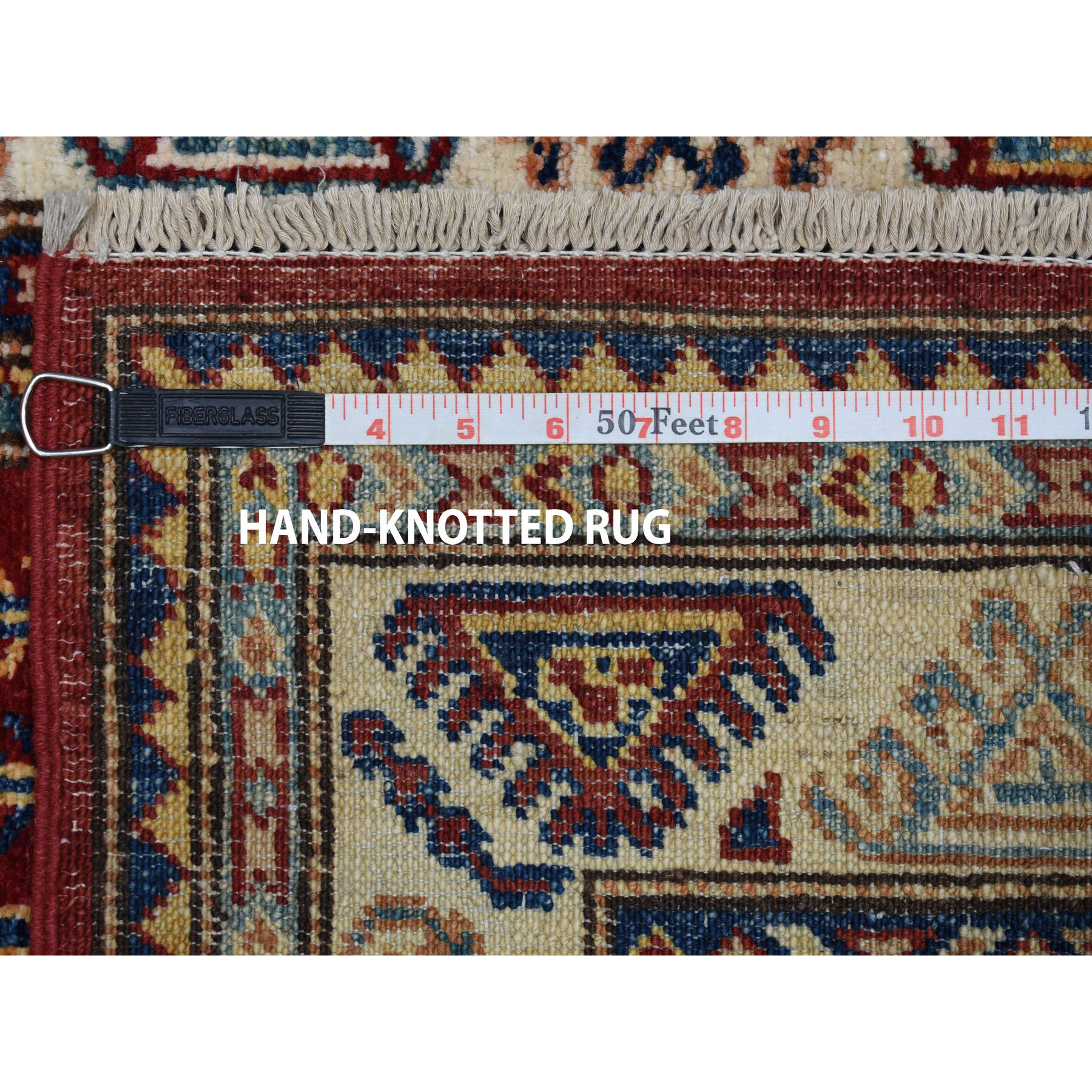 2-9 x4-5  Red Super Kazak Pure Wool Geometric Design Hand-Knotted Oriental Rug 