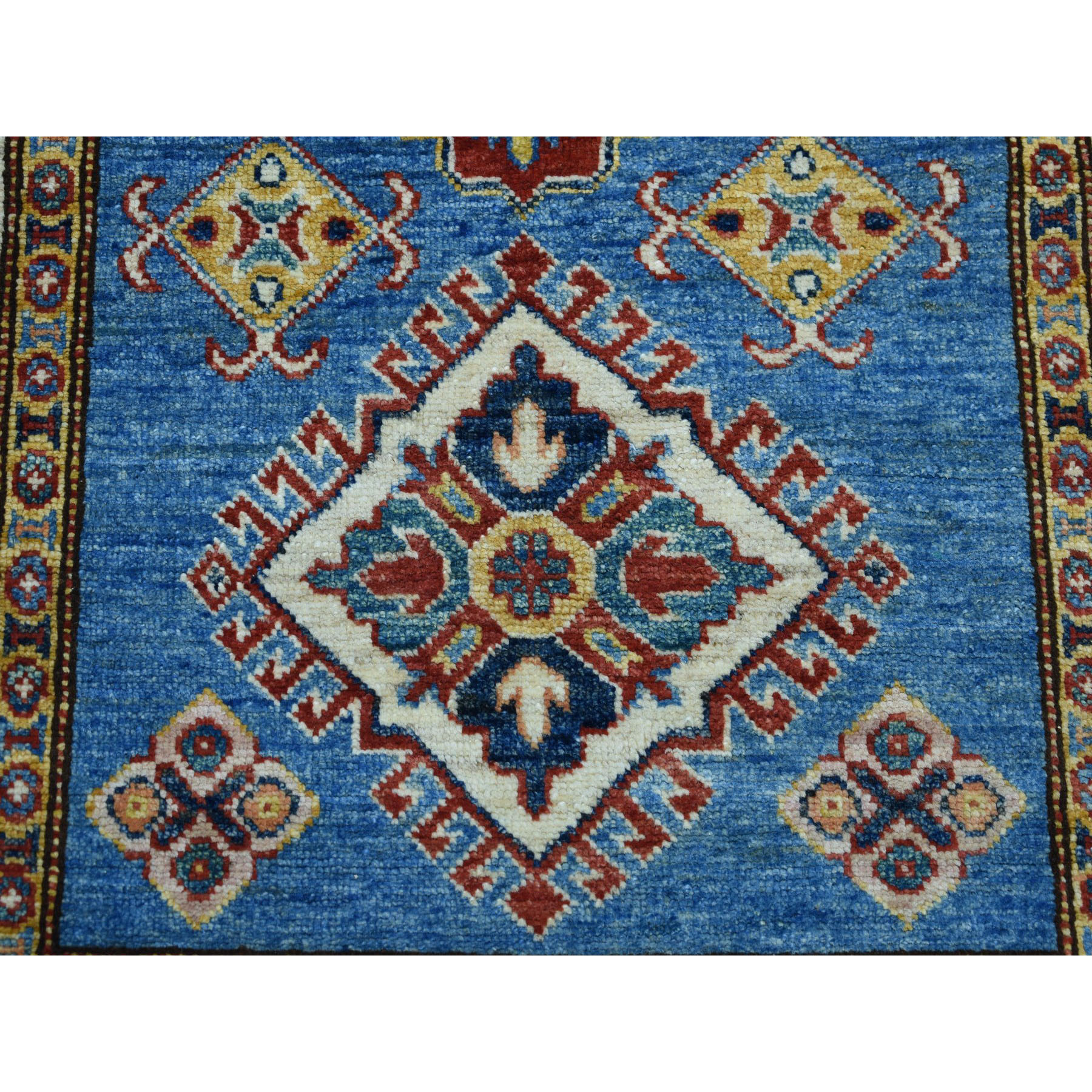 2-9 x4-5  Blue Super Kazak Pure Wool Geometric Design Hand-Knotted Oriental Rug 