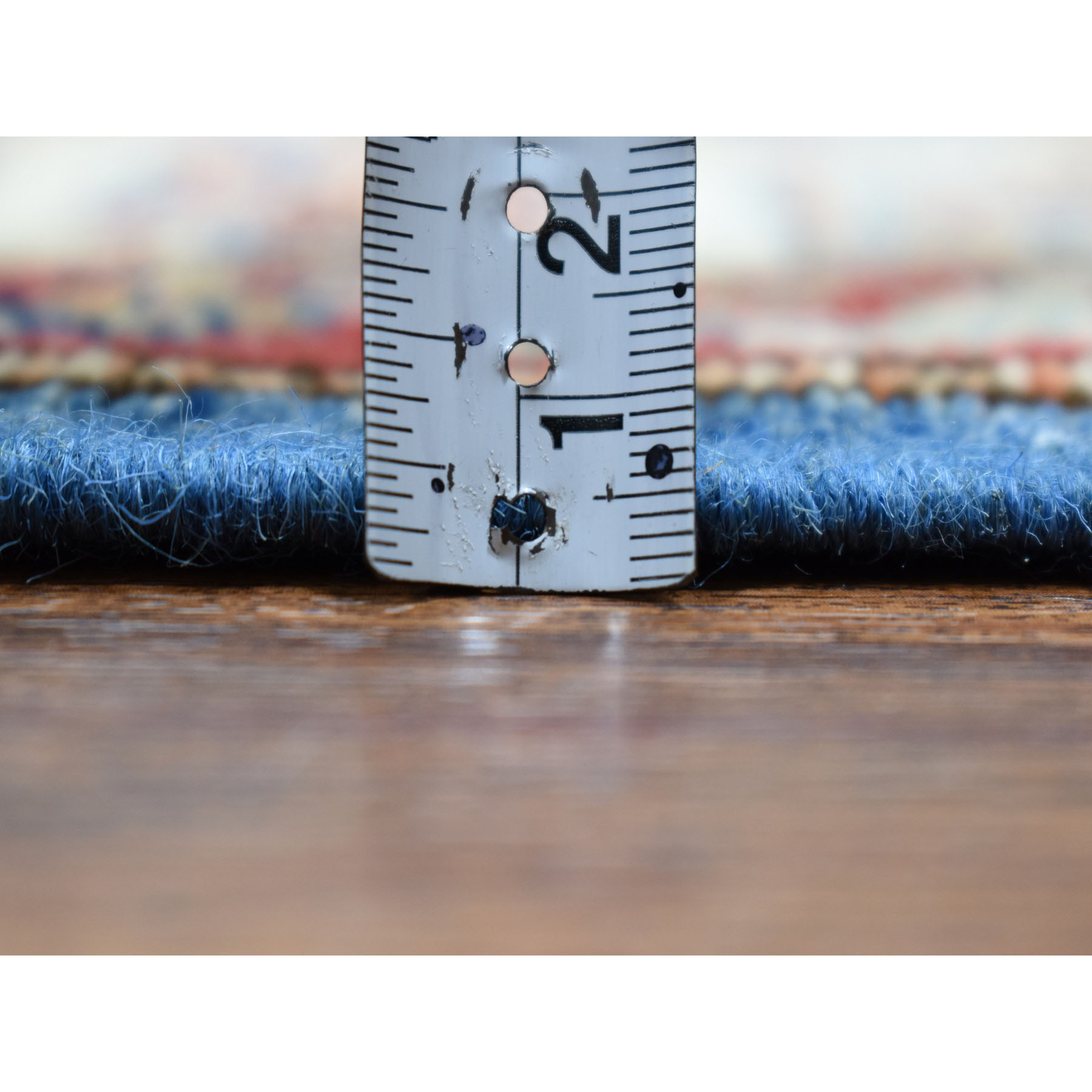 2-7 x4- Blue Super Kazak Pure Wool Geometric Design Hand-Knotted Oriental Rug 