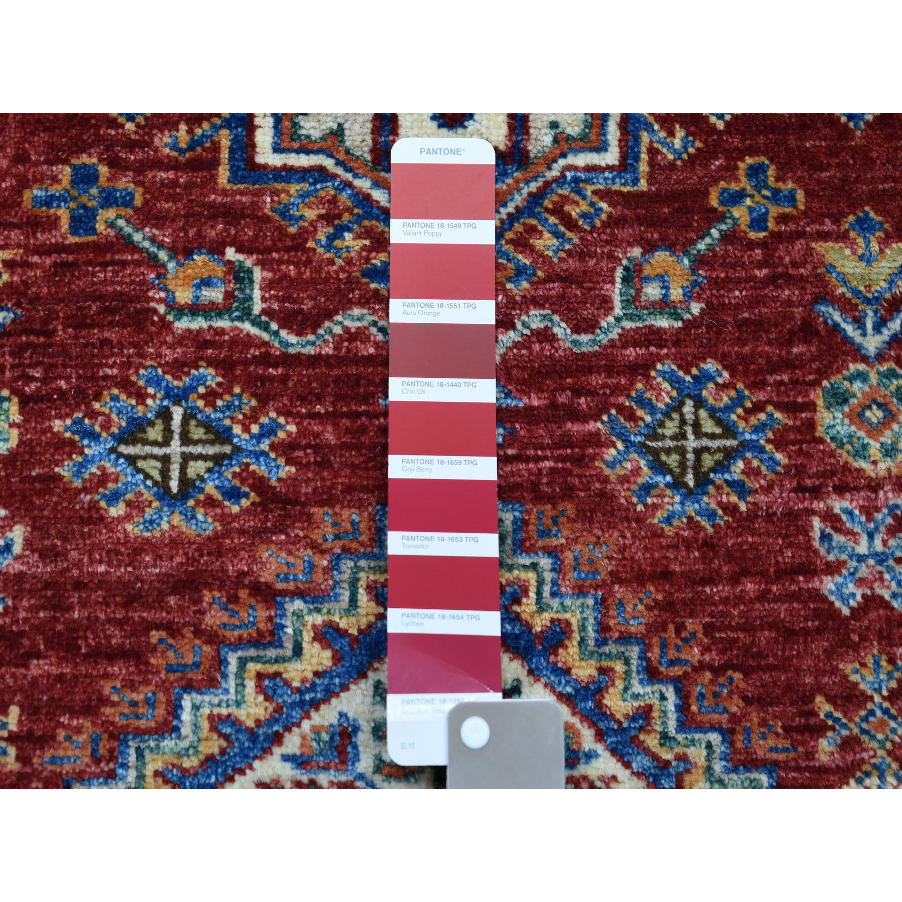 2-7 x3-9  Red Super Kazak Pure Wool Geometric Design Hand-Knotted Oriental Rug 